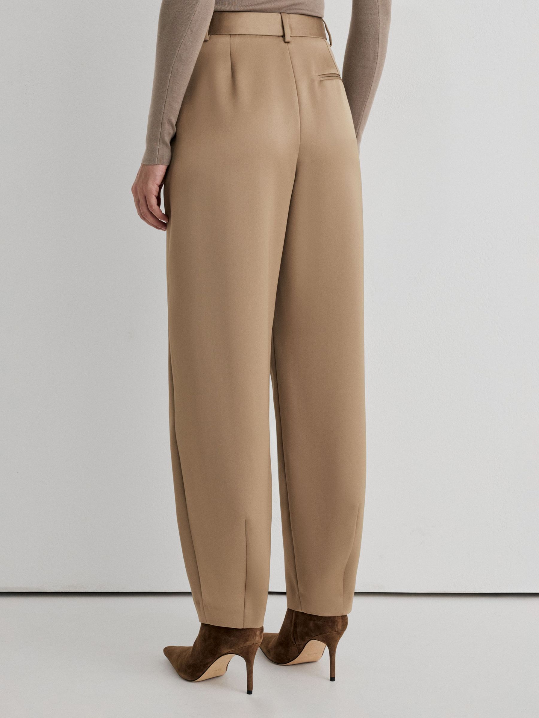 Atelier Taupe Satin Barrel Leg Trousers in Taupe - Image 6 of 7