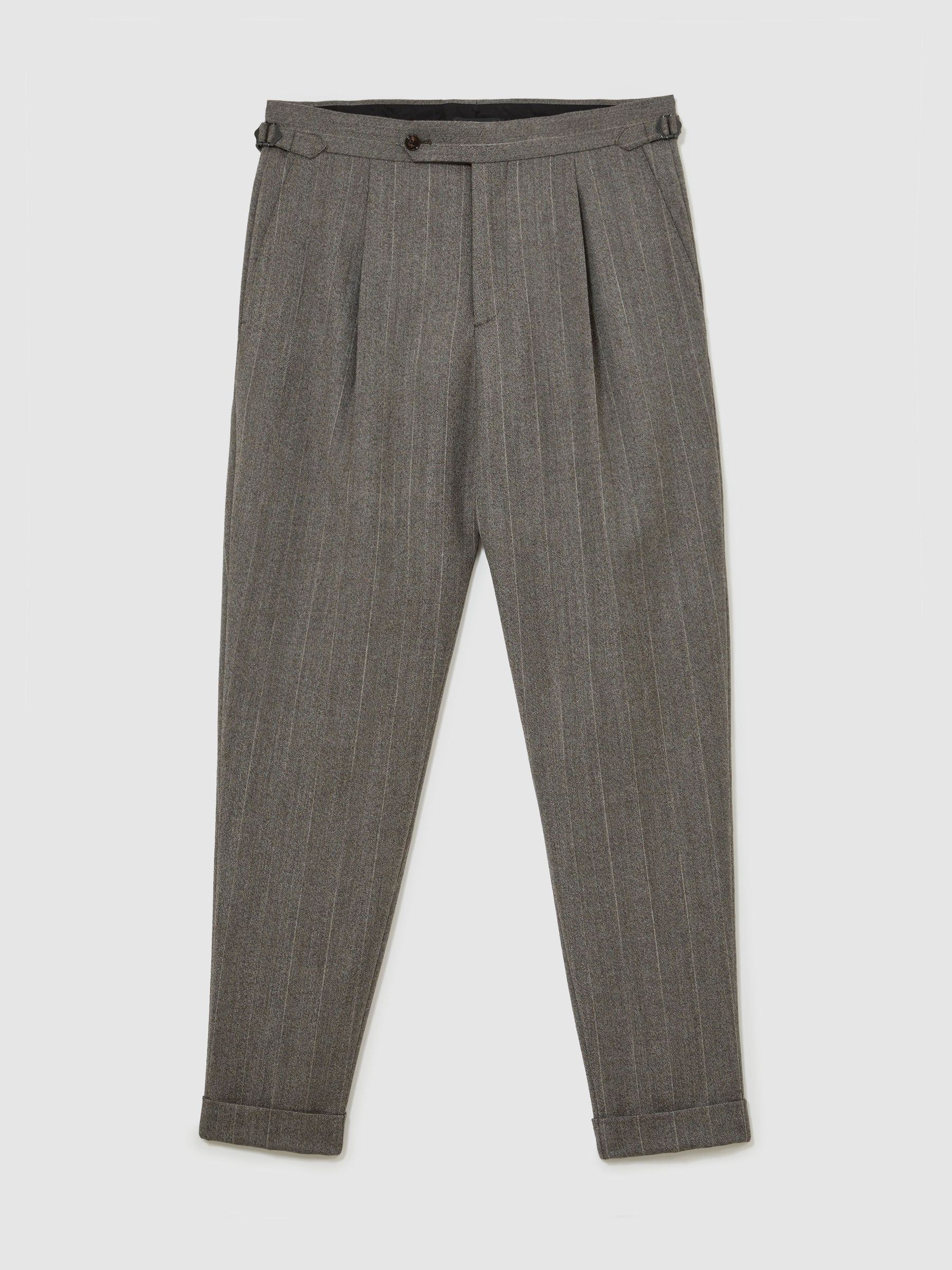 Classic Fit Wool Pinstripe Suit Trousers in Grey - Image 2 of 7