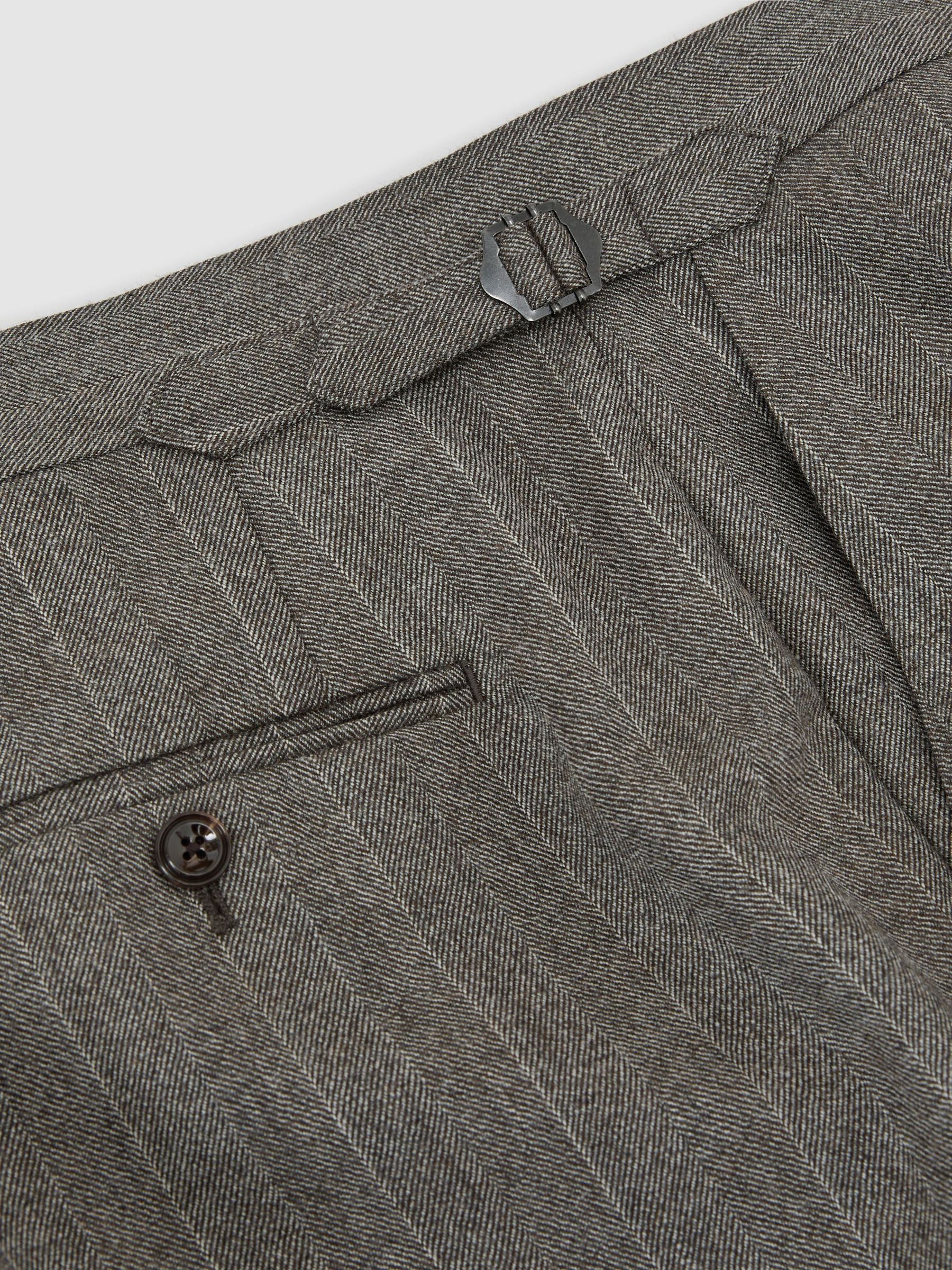 Classic Fit Wool Pinstripe Suit Trousers in Grey - Image 7 of 7
