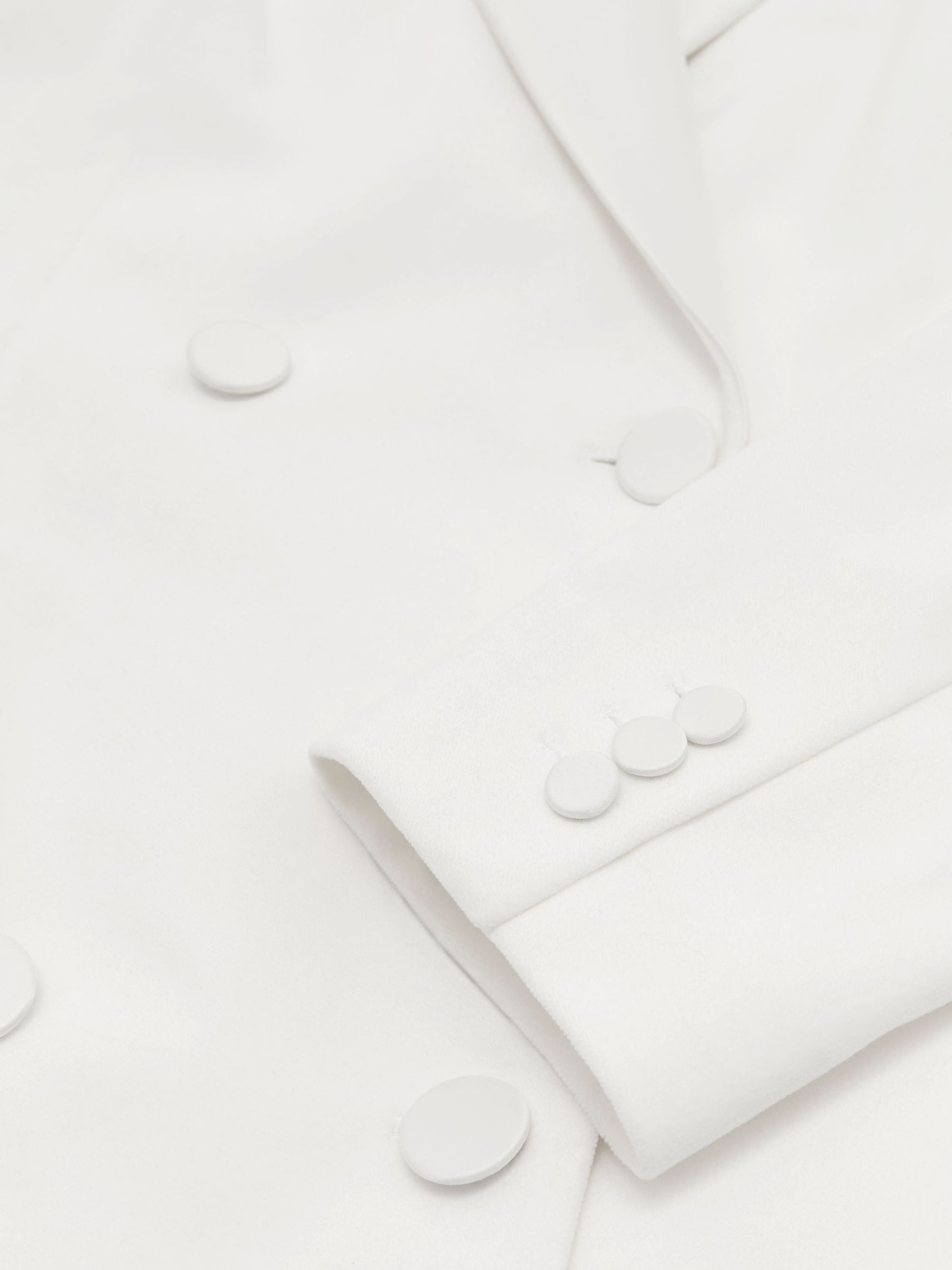 Velvet Peak-Lapel Tuxedo Mini Dress in Ivory - Image 10 of 10