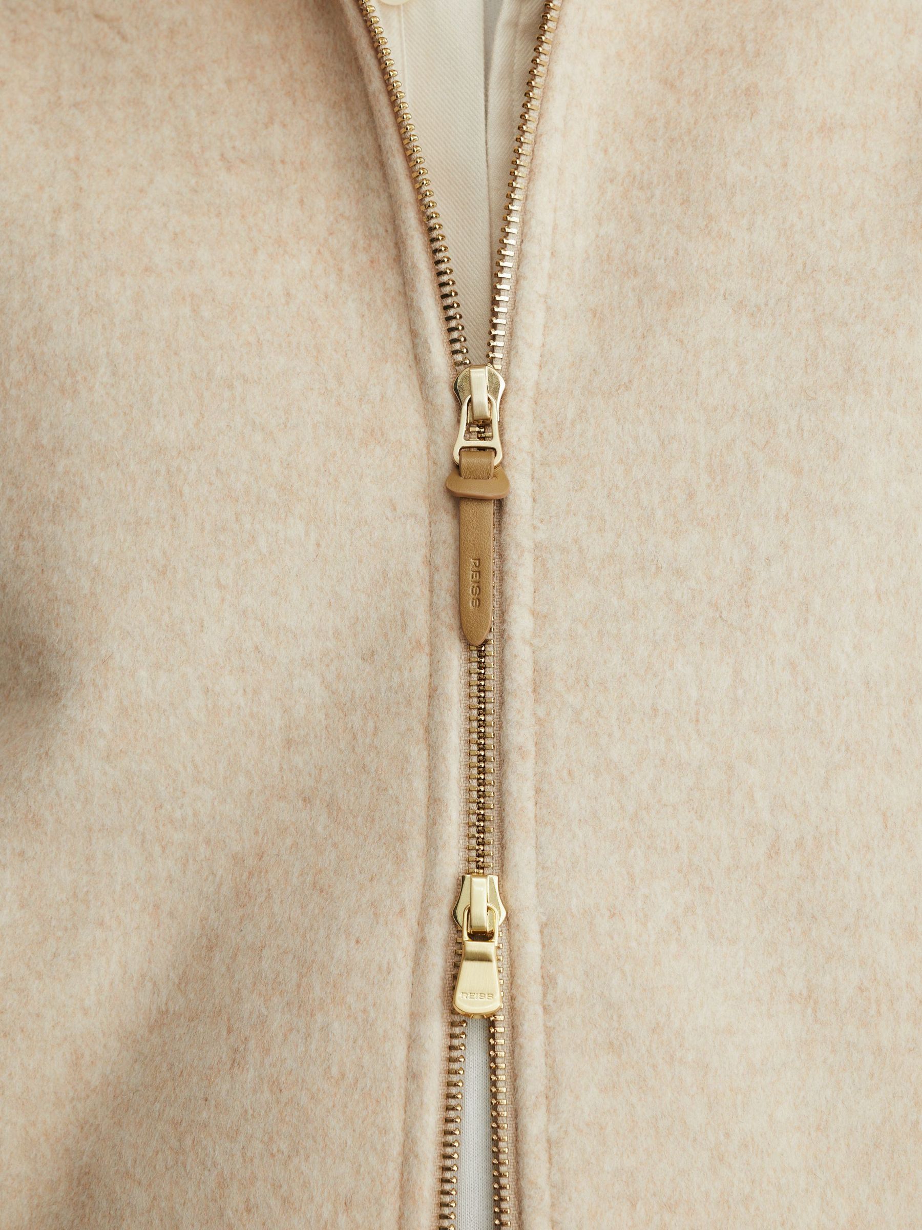 Brushed Wool-Blend Zip-Through Overshirt in Oatmeal - Image 4 of 8