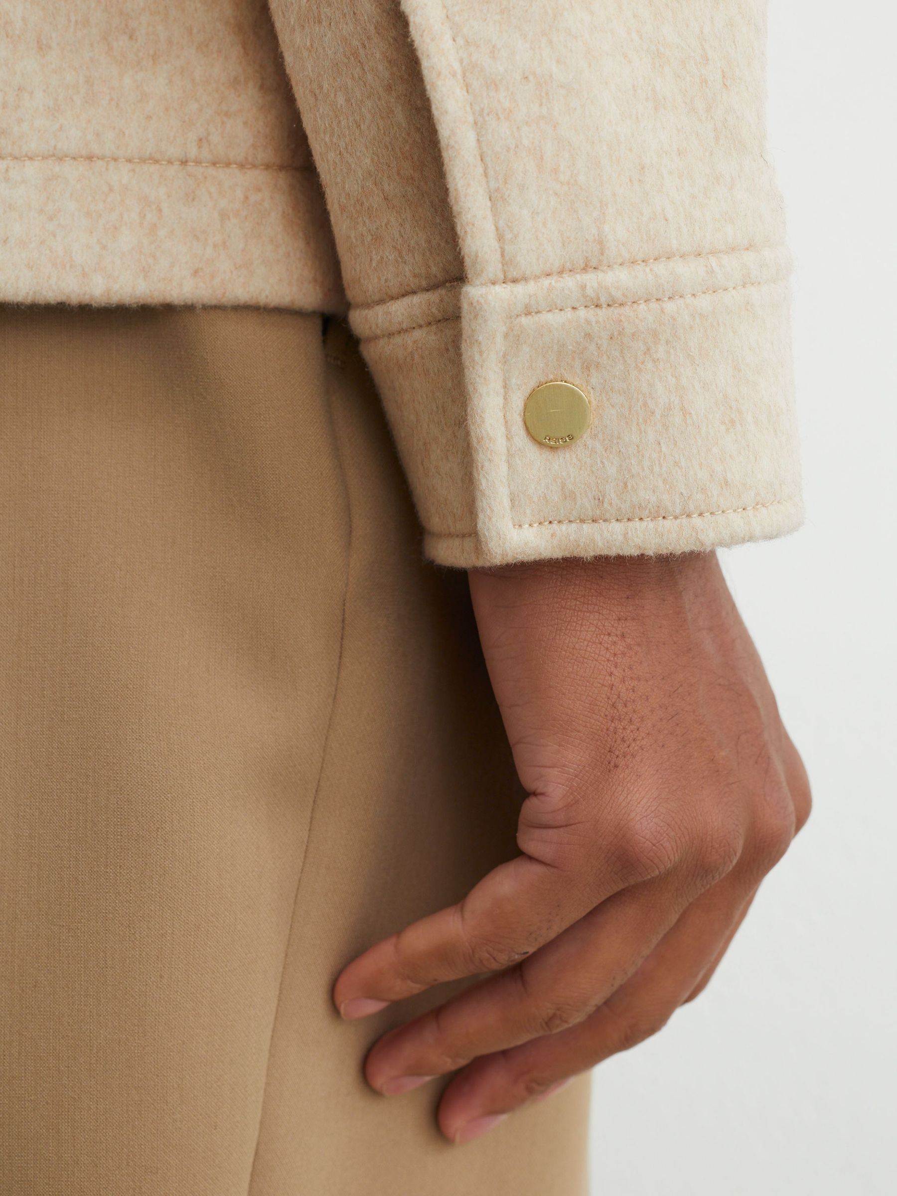 Brushed Wool-Blend Zip-Through Overshirt in Oatmeal - Image 5 of 8