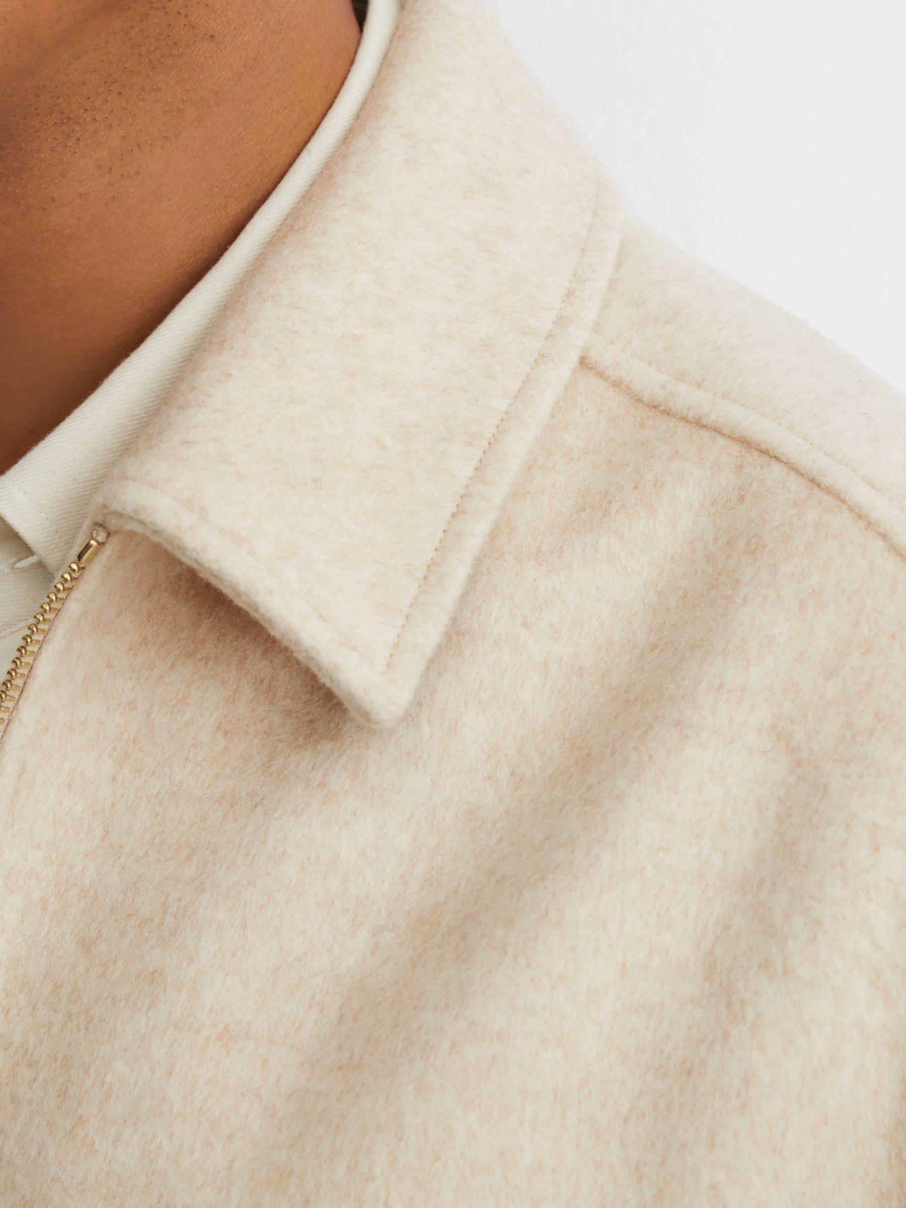 Brushed Wool-Blend Zip-Through Overshirt in Oatmeal - Image 7 of 8