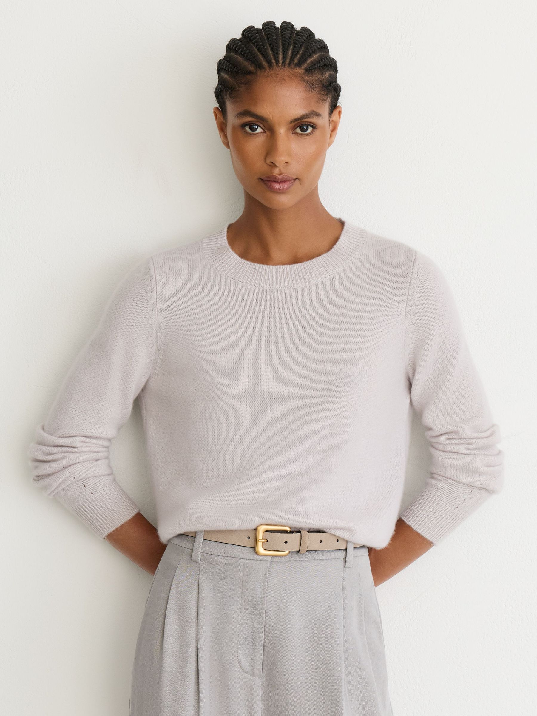 100% Kashmir Jumper med Rund hals i Sten Neutral - Bild 1 av 6