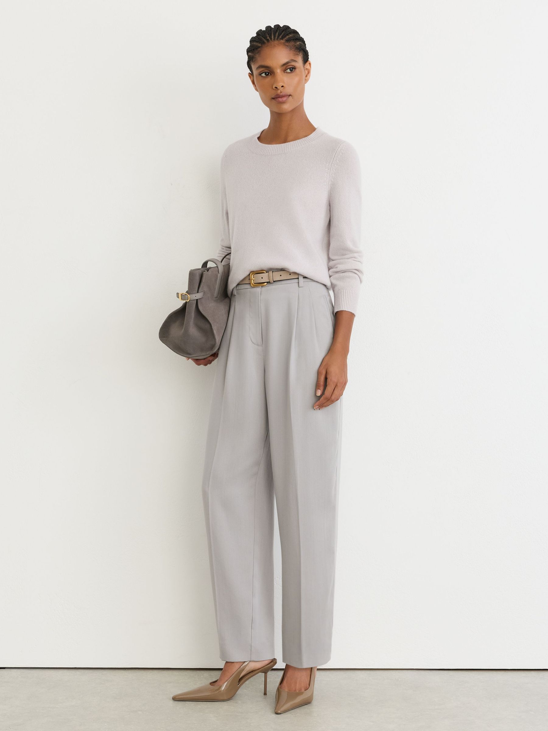 100% Kashmir Jumper med Rund hals i Sten Neutral - Bild 4 av 6