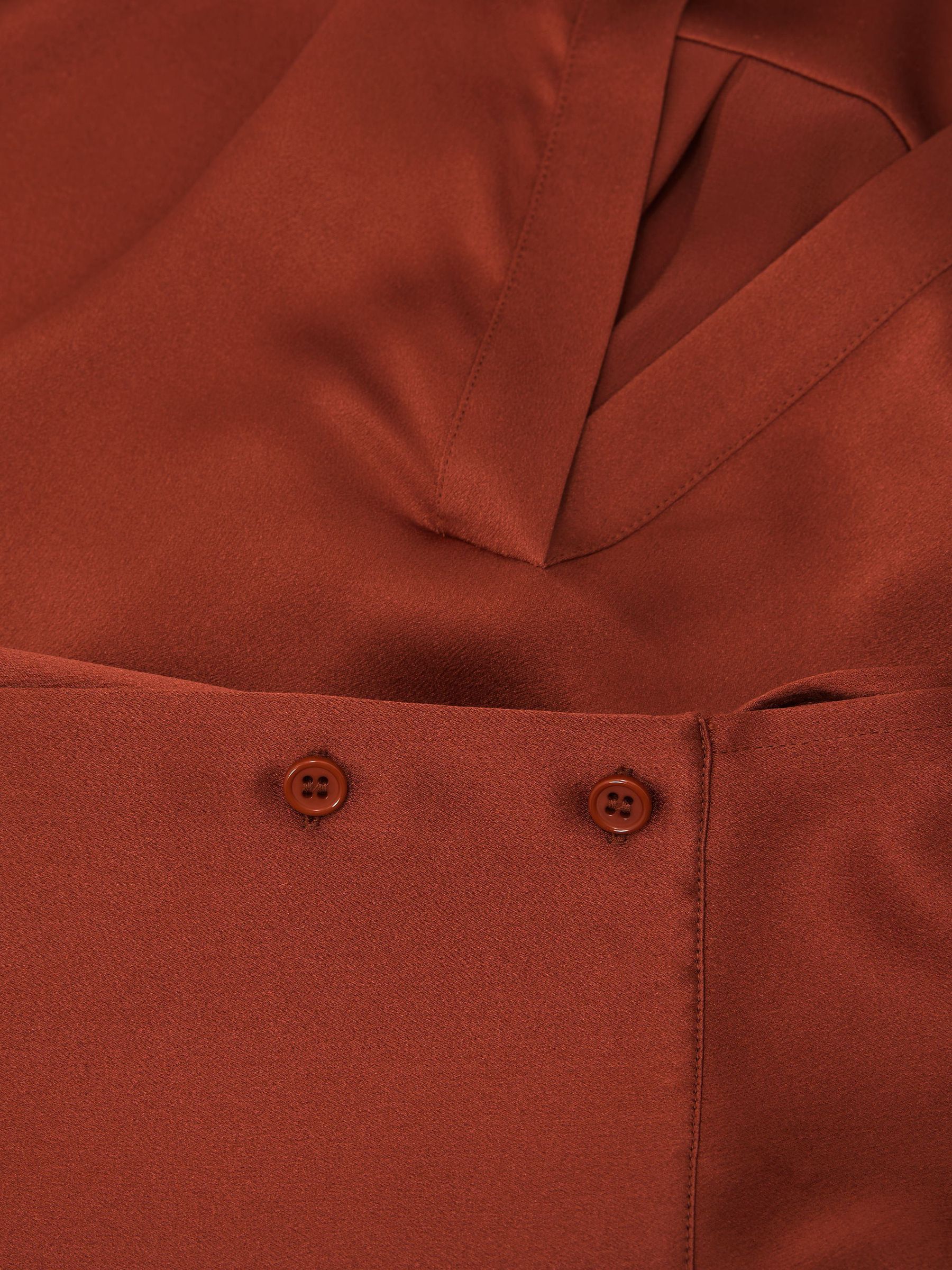 Silk Open-Collar Blouse in Rust Orange - Image 6 of 6