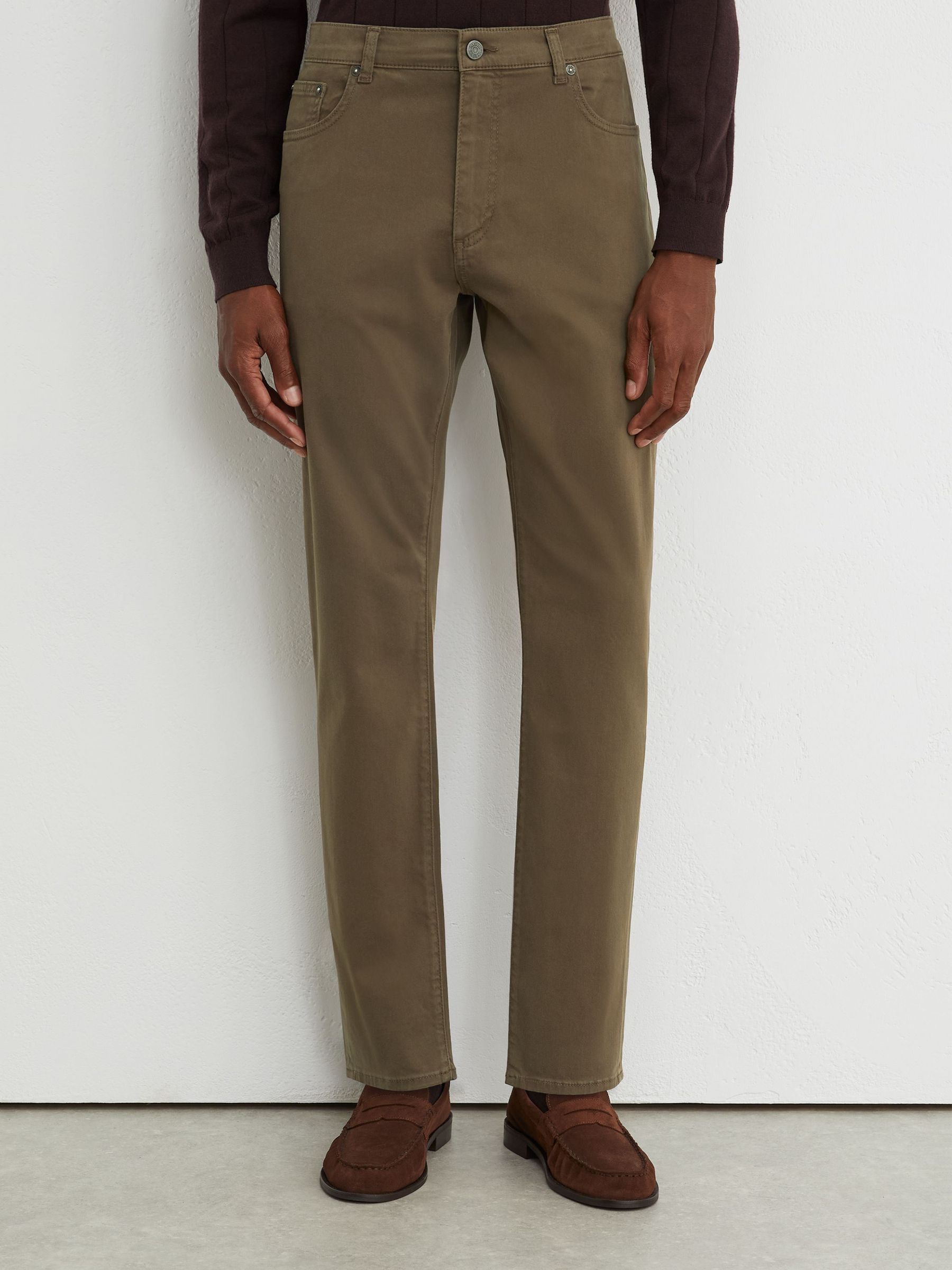 Cotton-Stretch Garment-Dyed Slim-Fit Jeans in Washed Green - Image 3 of 6