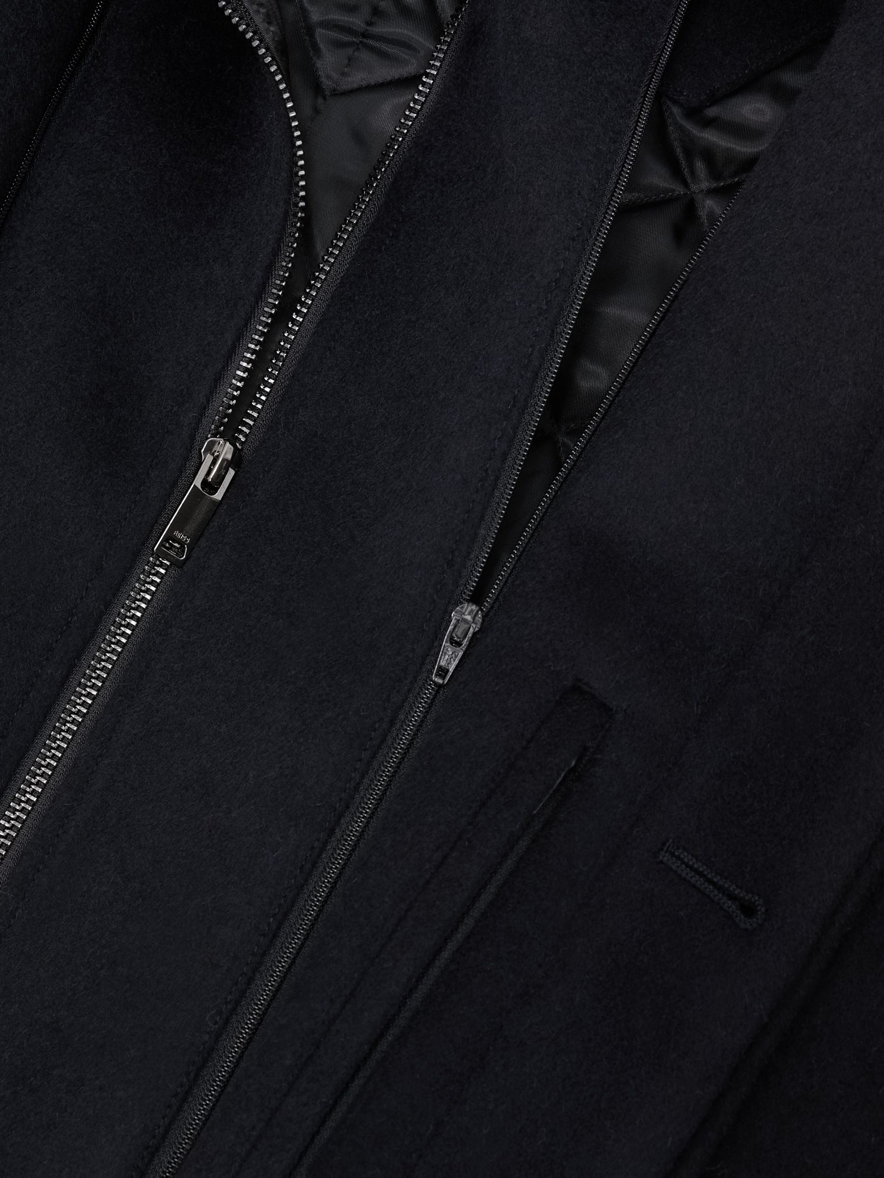 Wool-Blend Gilet-Insert Single-Breasted Coat in Navy - Image 9 of 9