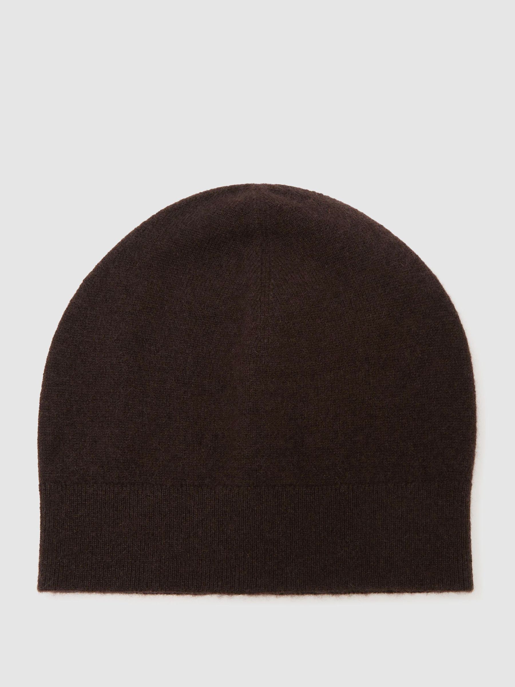 100% Cashmere Beanie in Chocolate - Image 2 of 4