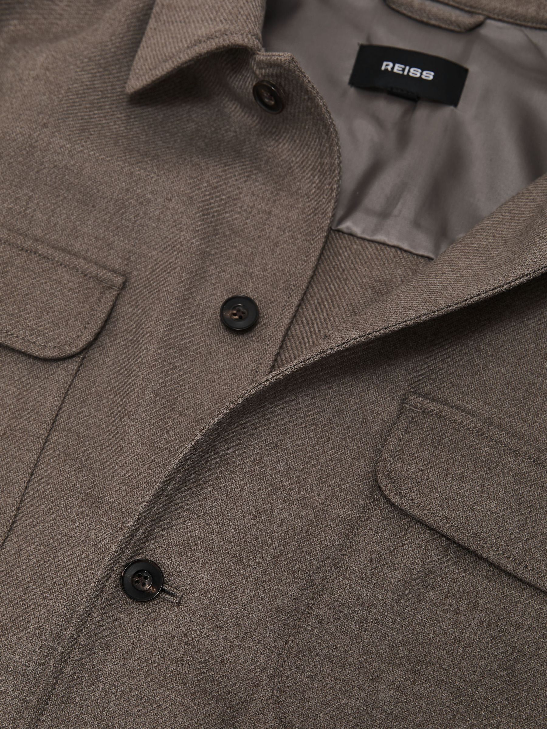 Wool-Blend Twill Twin-Pocket Overshirt in Mushroom Brown - Image 6 of 6