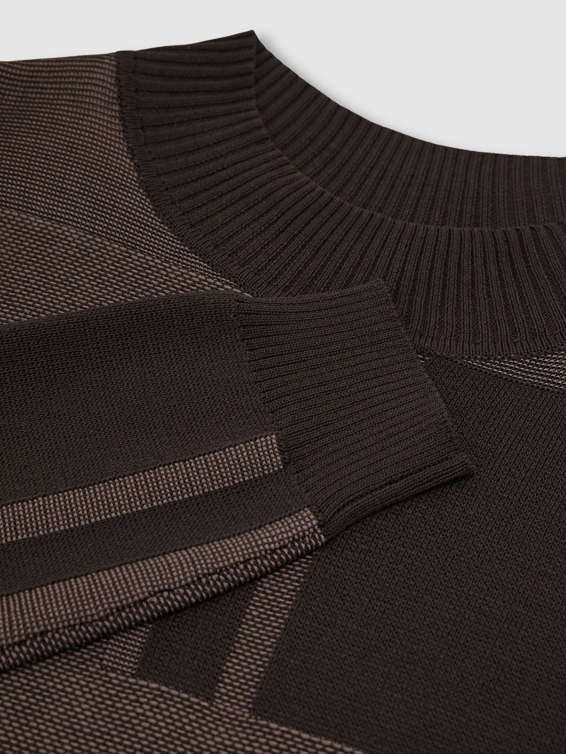 Jacquard-Knit Mock-Neck Jumper in Chocolate Brown - Image 6 of 6