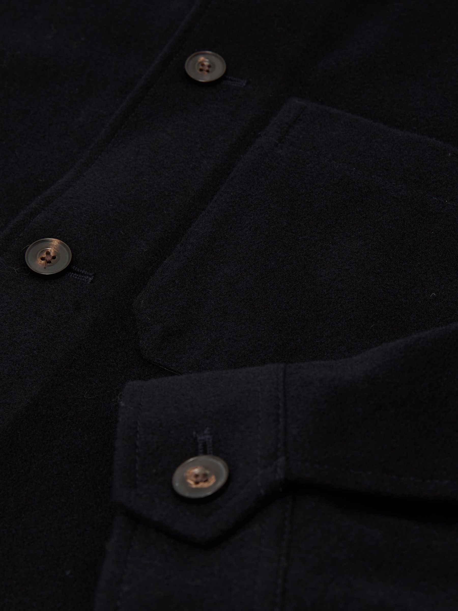 Brushed Wool-Blend Patch-Pocket Overshirt in Navy - Image 7 of 7