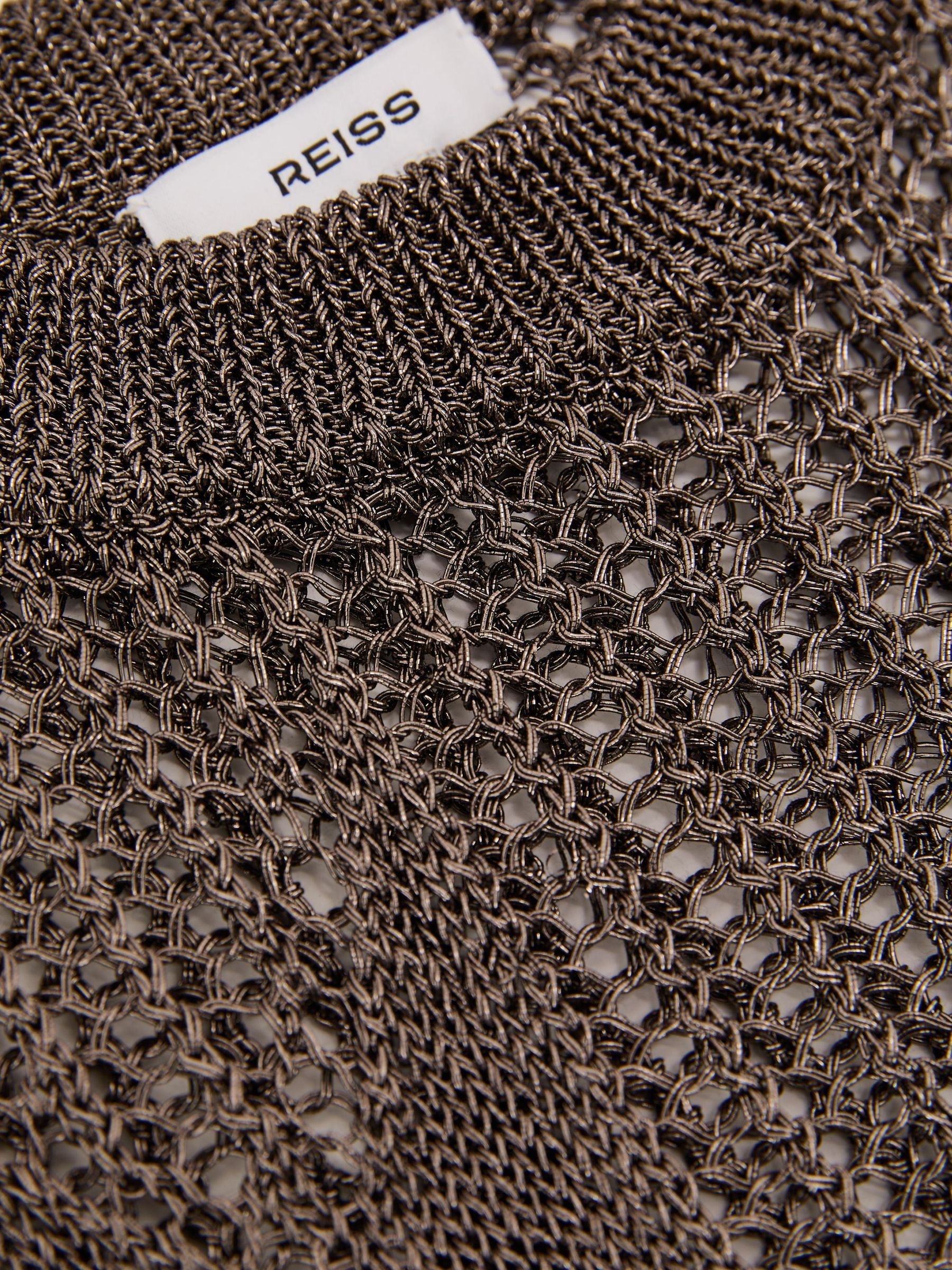 Metallic Argyle Open-Knit Top in Gunmetal Grey - Image 6 of 6