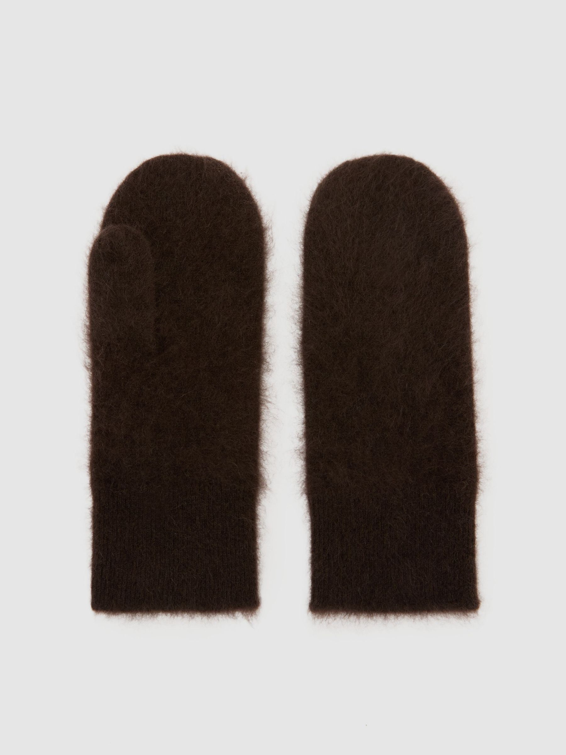 Brushed Cashmere Mittens in Chocolate - Image 2 of 4