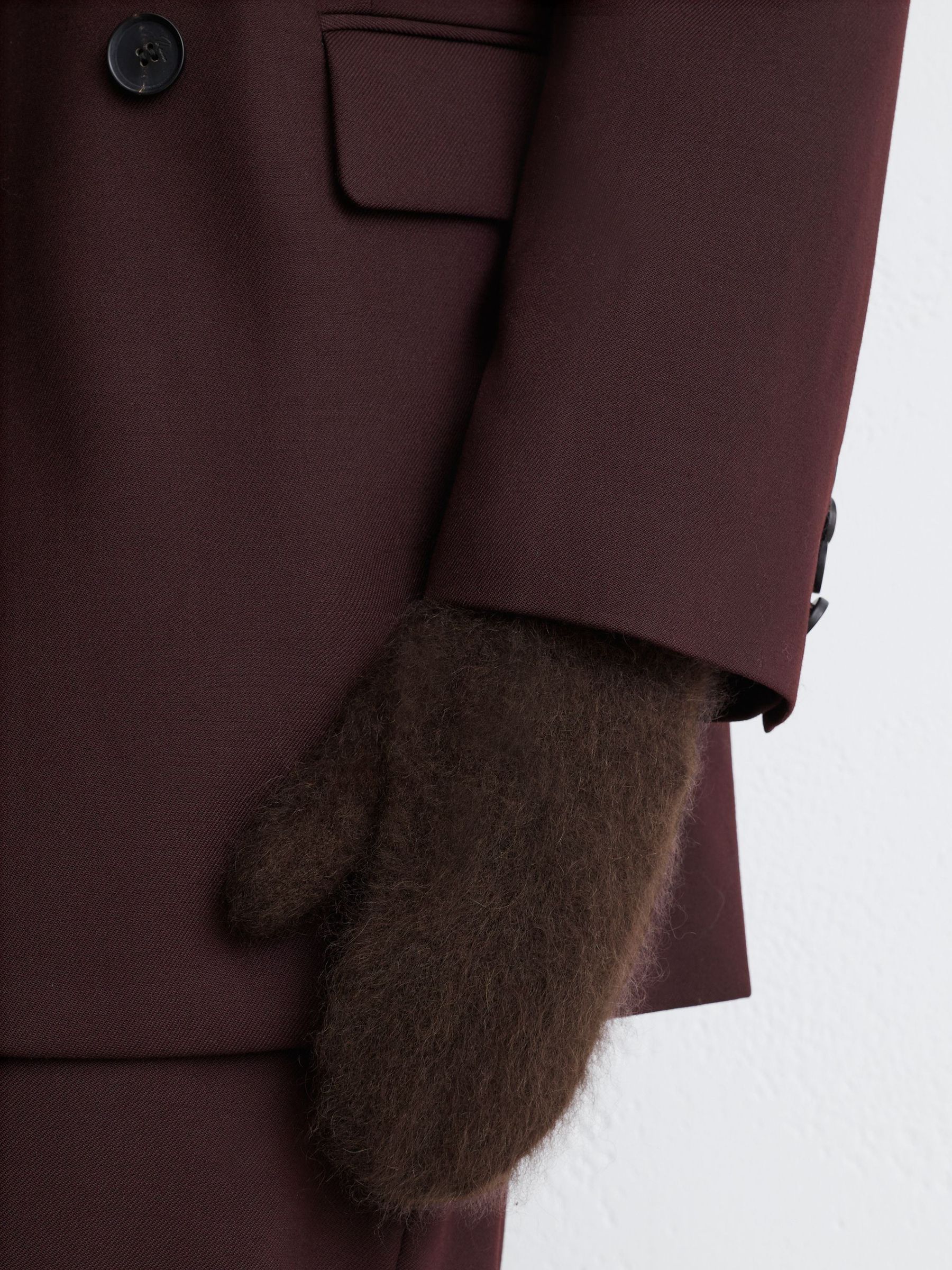 Brushed Cashmere Mittens in Chocolate - Image 3 of 4