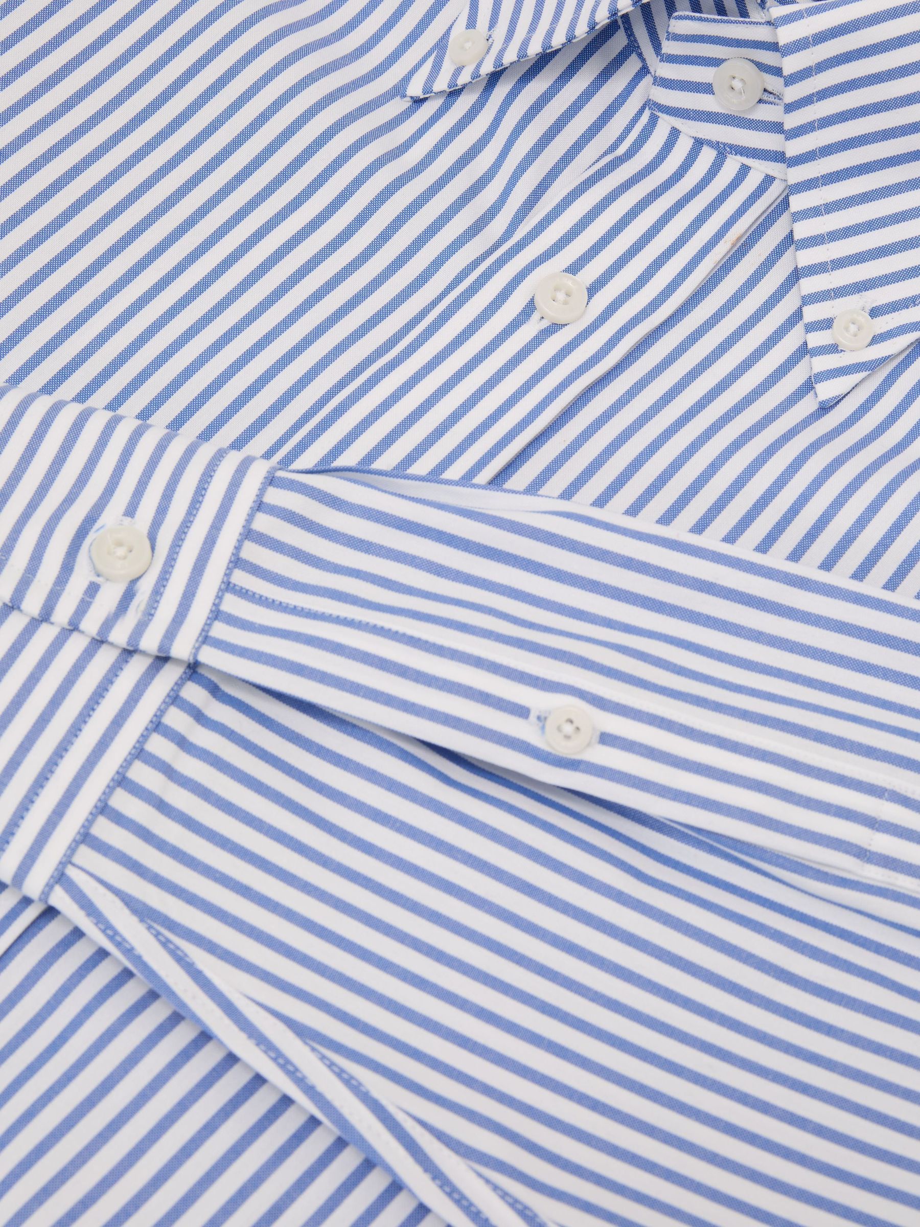 Cotton Striped Button-Down Shirt Regular-Fit in White/Blue Stripe - Image 7 of 7