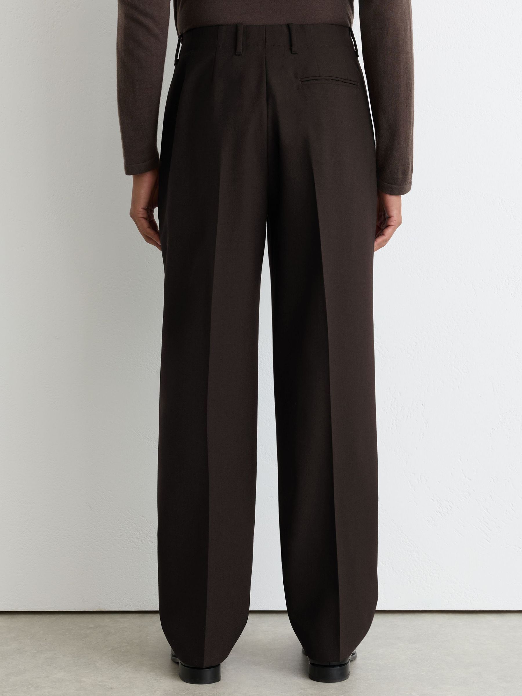 Wool Classic-Fit Pleated Suit Trousers in Brown - Image 5 of 6
