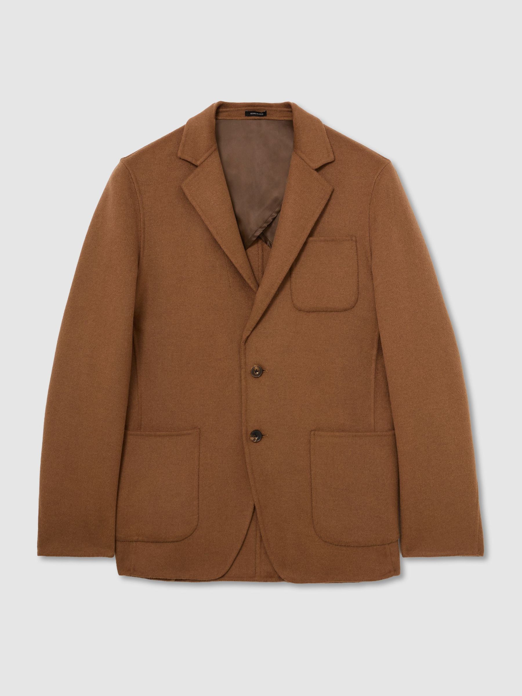 Wool-Blend Blind-Seam Single-Breasted Blazer in Tobacco Brown - Image 2 of 7