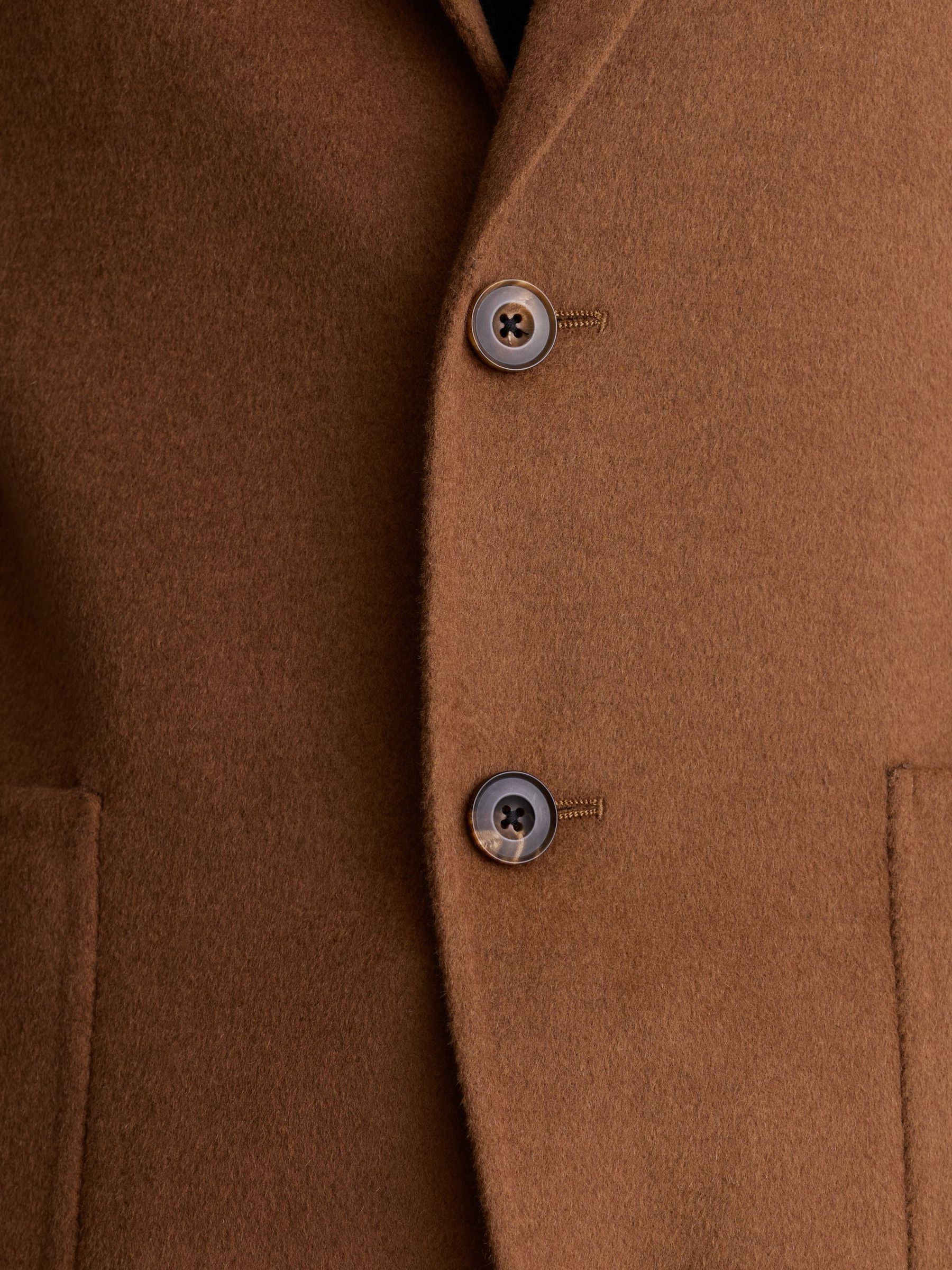 Wool-Blend Blind-Seam Single-Breasted Blazer in Tobacco Brown - Image 4 of 7