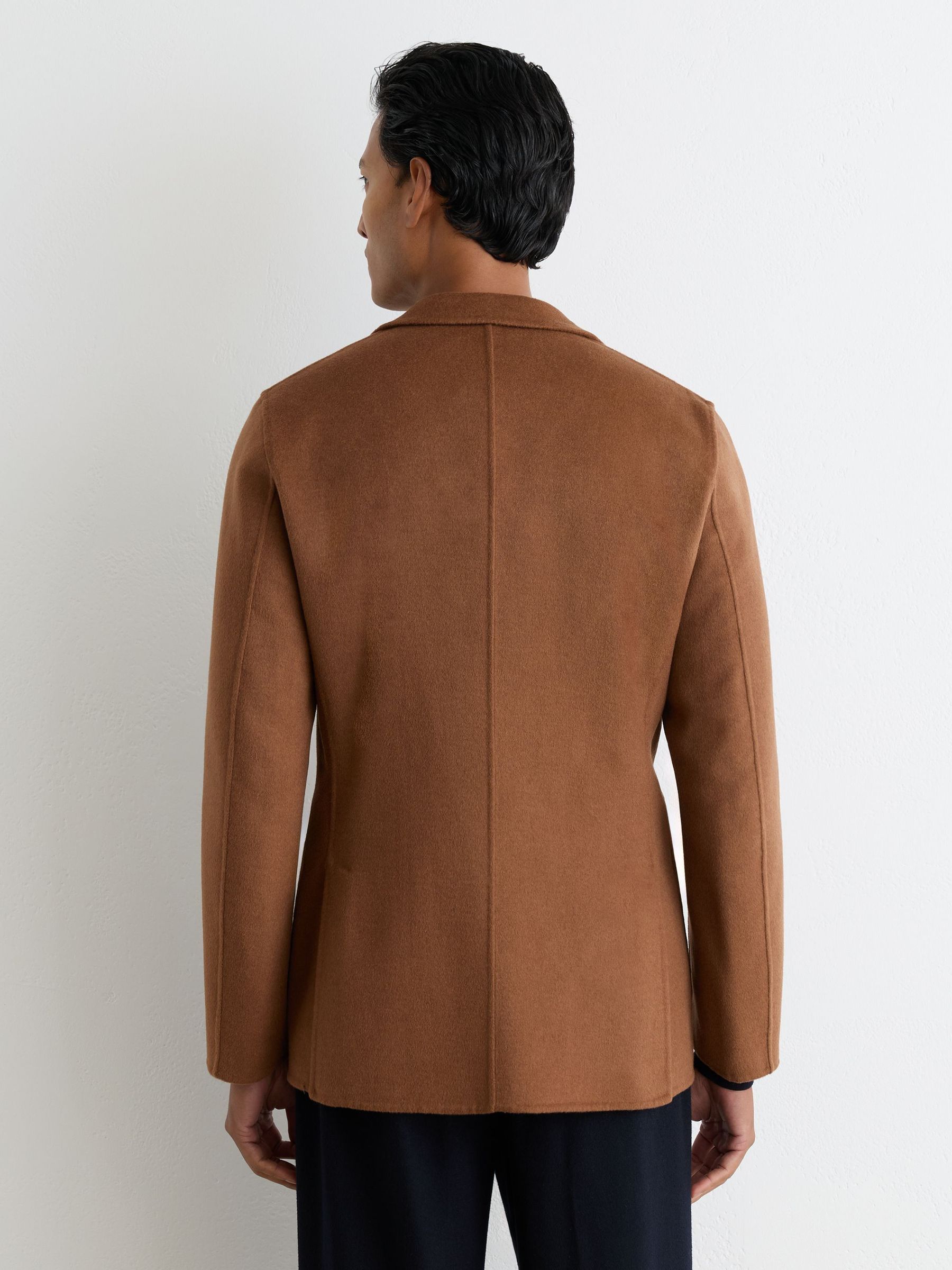 Wool-Blend Blind-Seam Single-Breasted Blazer in Tobacco Brown - Image 5 of 7