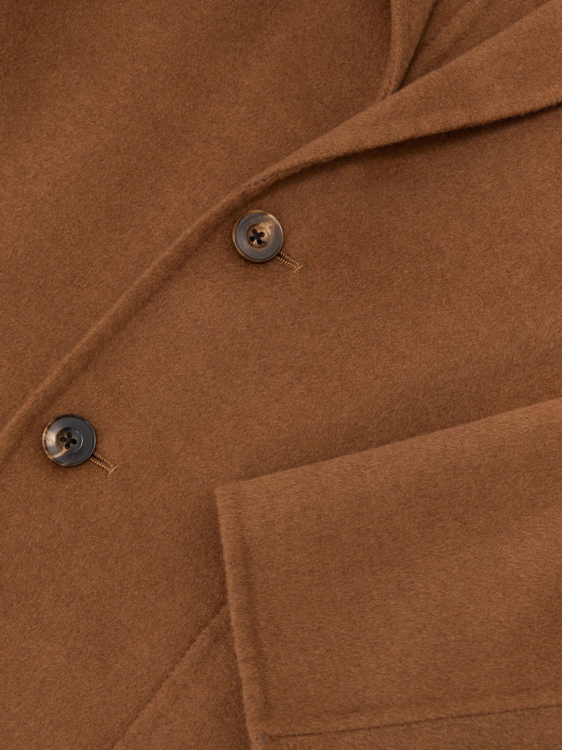 Wool-Blend Blind-Seam Single-Breasted Blazer in Tobacco Brown - Image 7 of 7