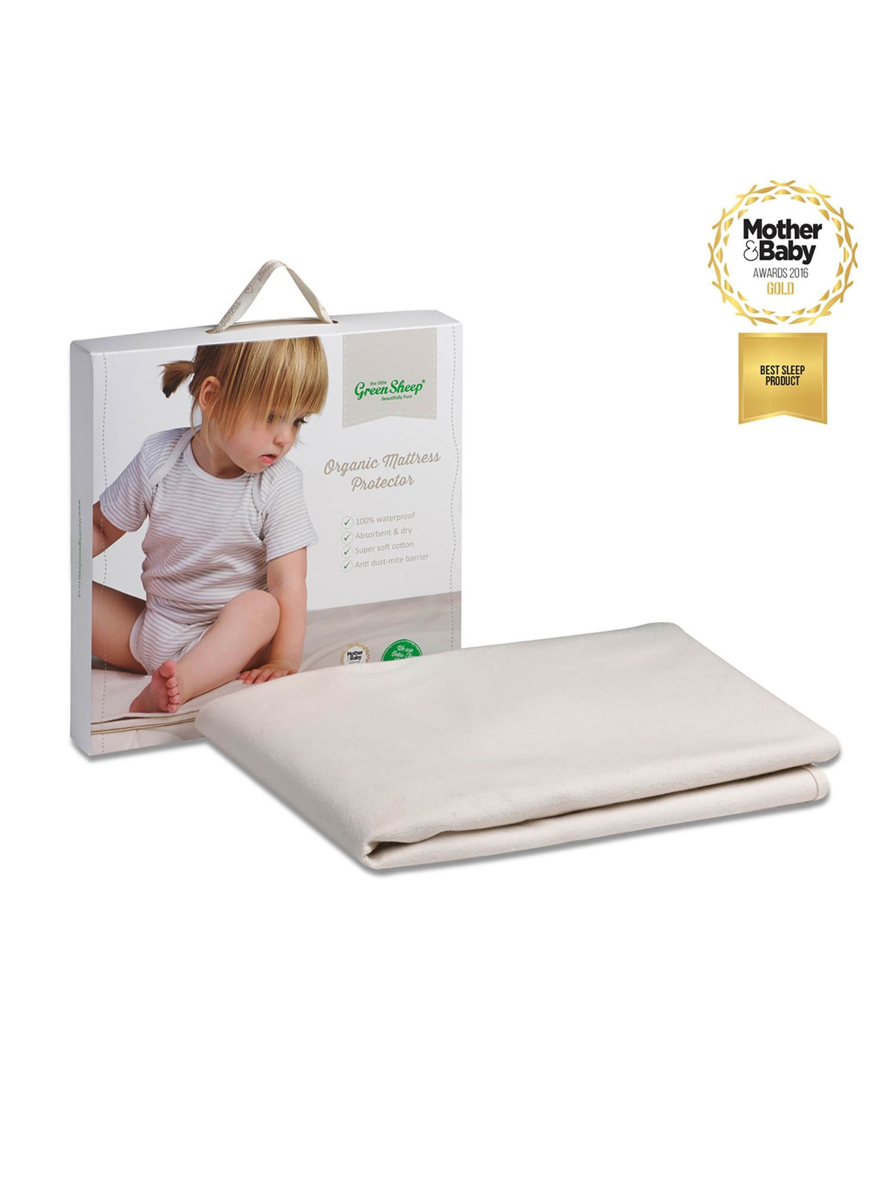 White The Little Green Sheep Waterproof Cot Mattress Protector - Image 1 of 3