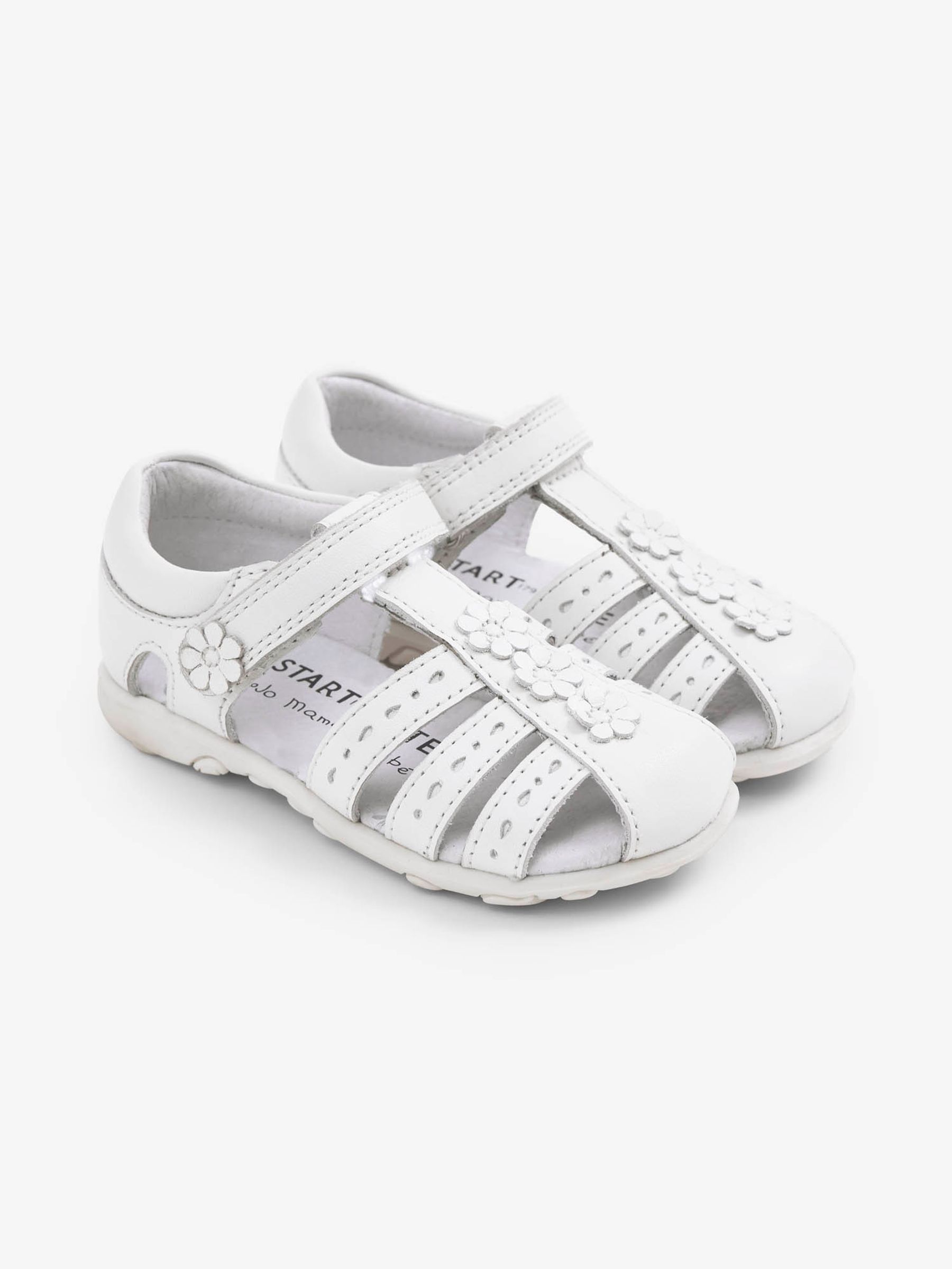 White Start-Rite Flower First Steps Closed Toe Sandals | JoJo Maman Bébé