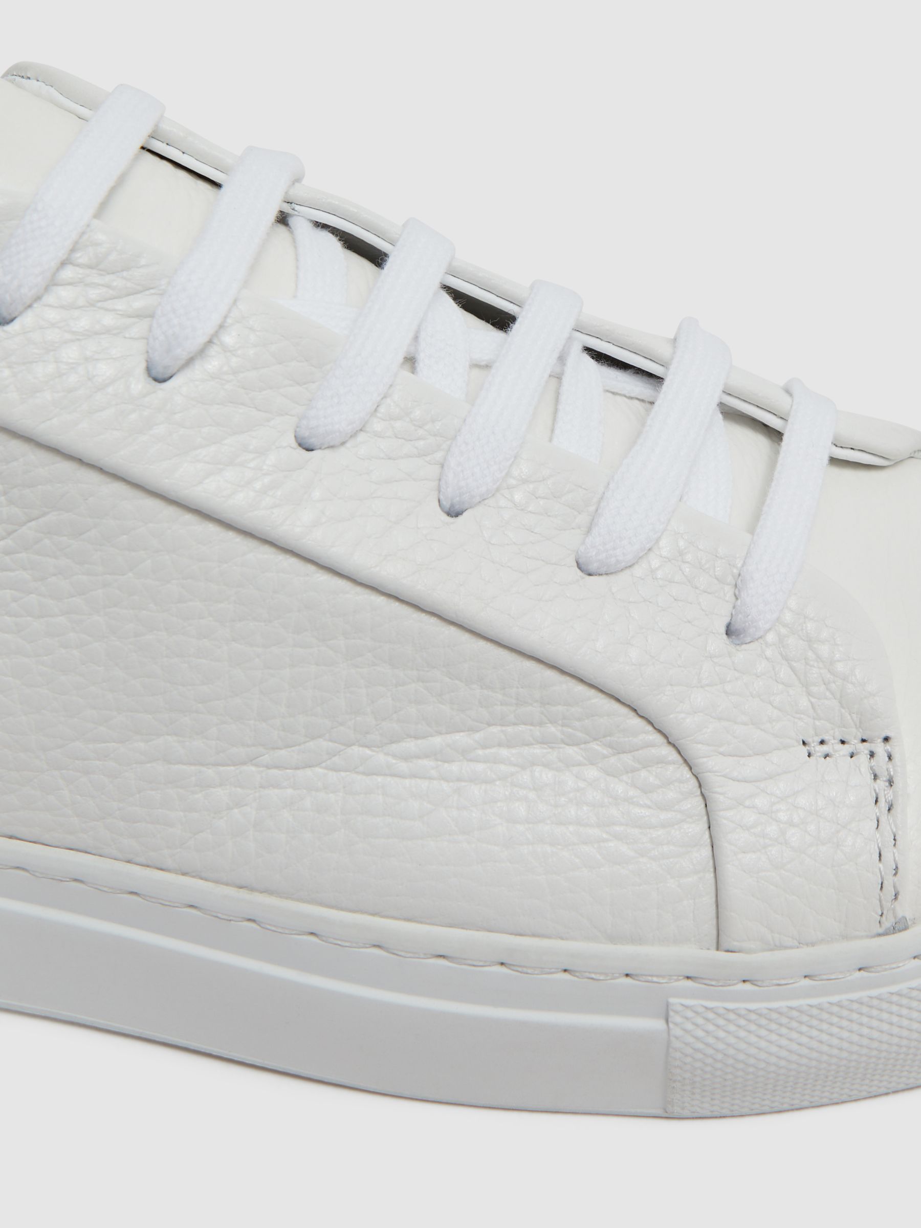 Tumbled Leather Trainers in White - Image 5 of 5