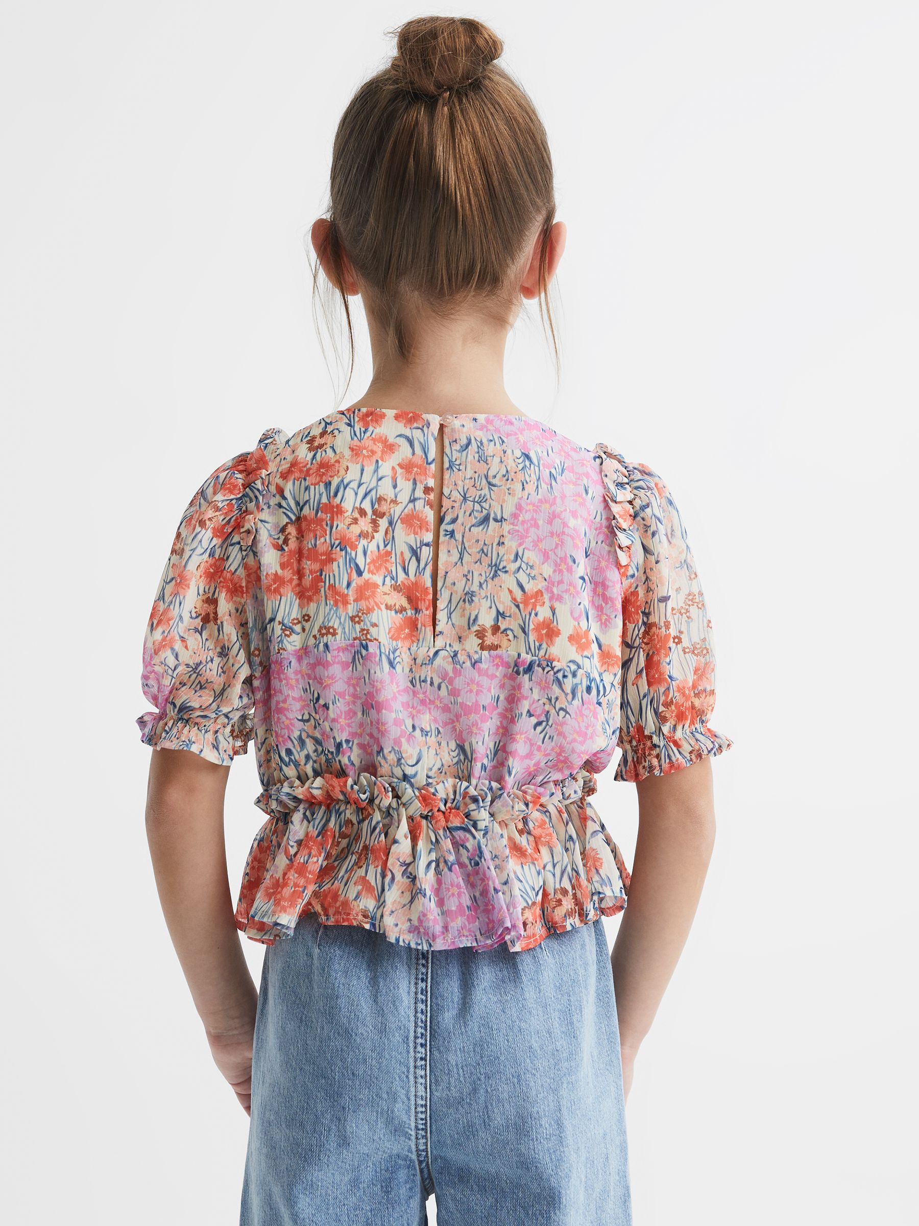 9-12 yrs Floral Print Blouse in Pink Print - Image 5 of 6