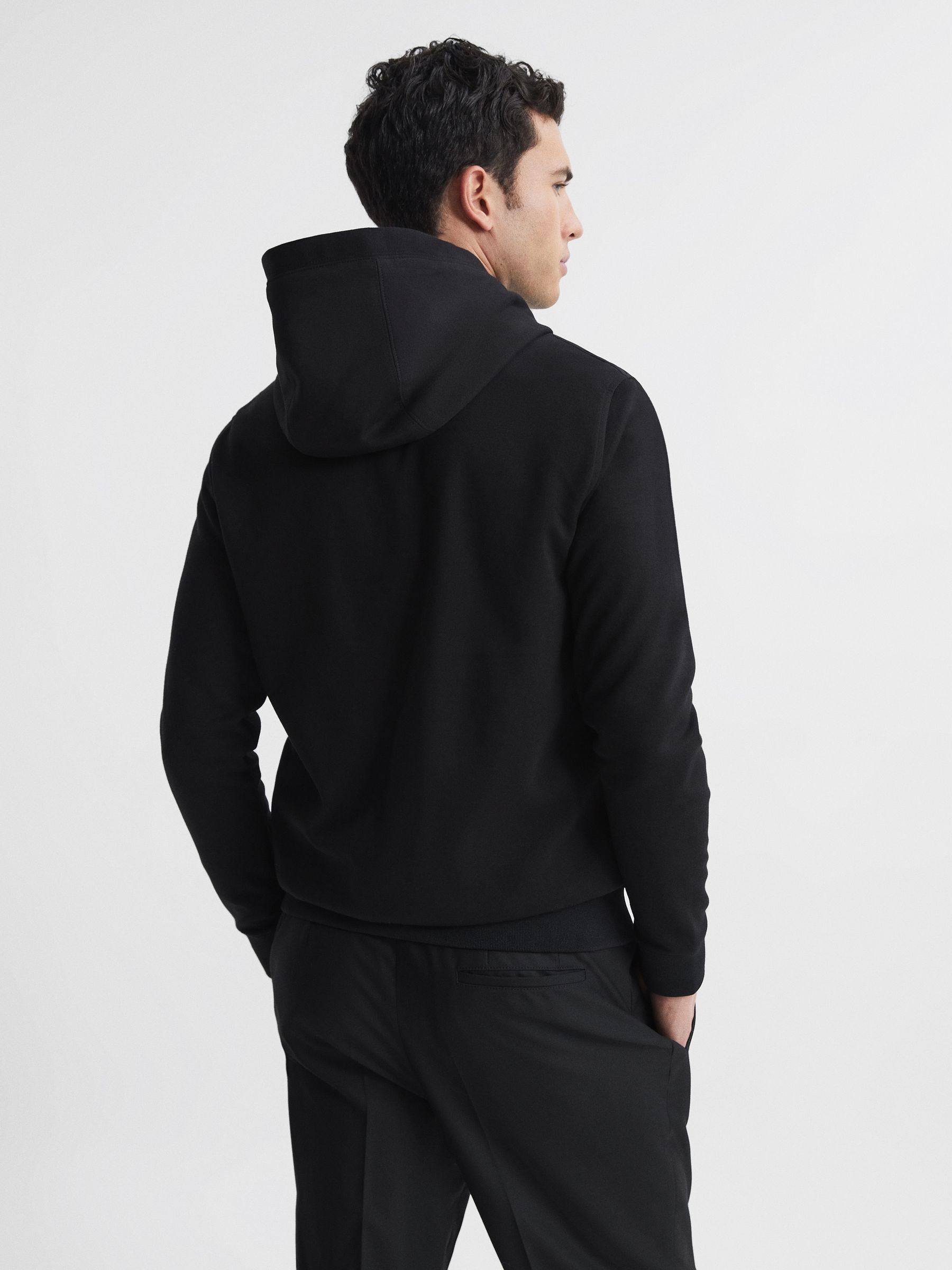 Hybrid Zip Quilted Hooded Jacket in Black - Image 5 of 5