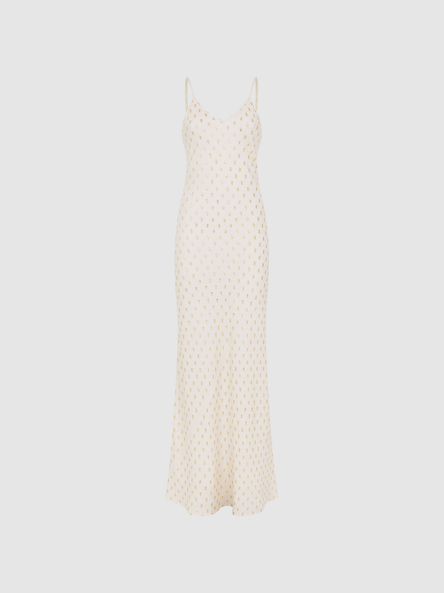 Metallic Maxi Dress in White/Gold - Image 2 of 8