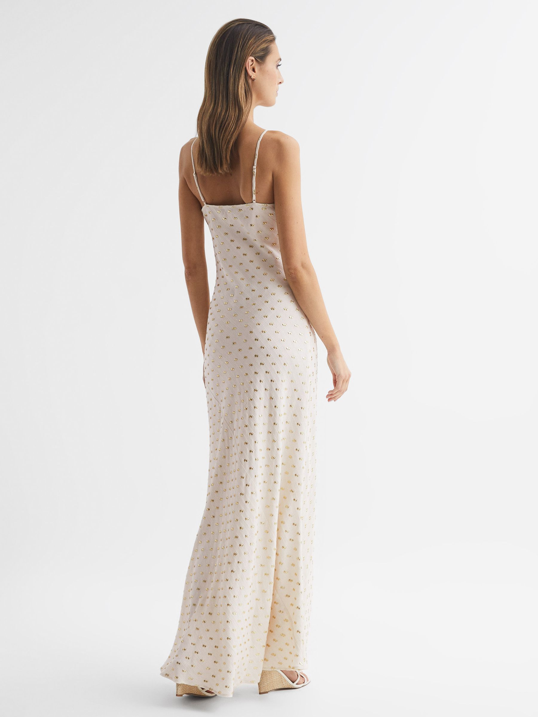 Reiss Metallic Maxi Dress in White/Gold - REISS Reiss Metallic Maxi Dress in White/Gold - REISS