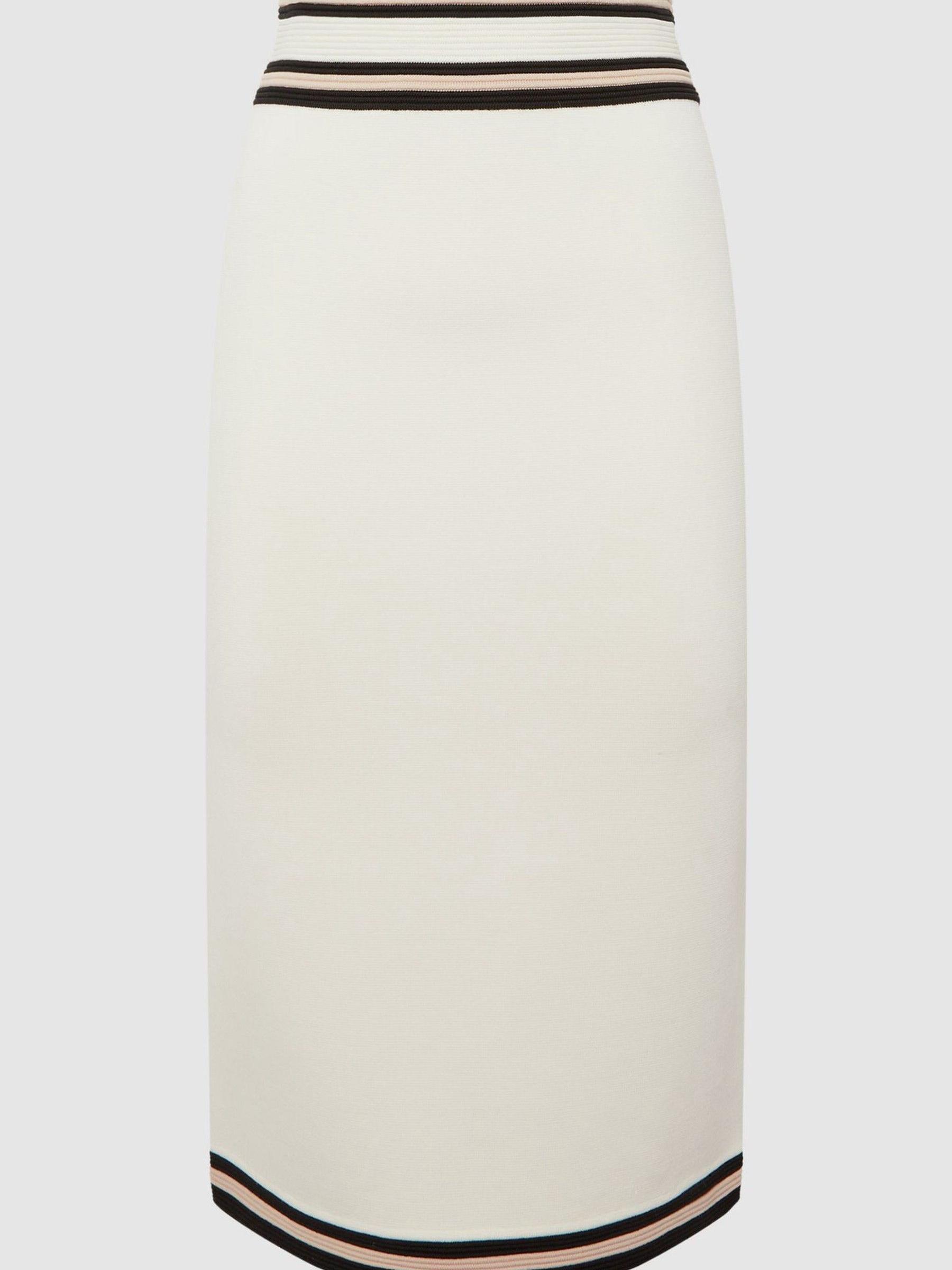 Knitted Colourblock Skirt in White/Pink - Image 2 of 6 Knitted Colourblock Skirt in White/Pink - Image 2 of 6