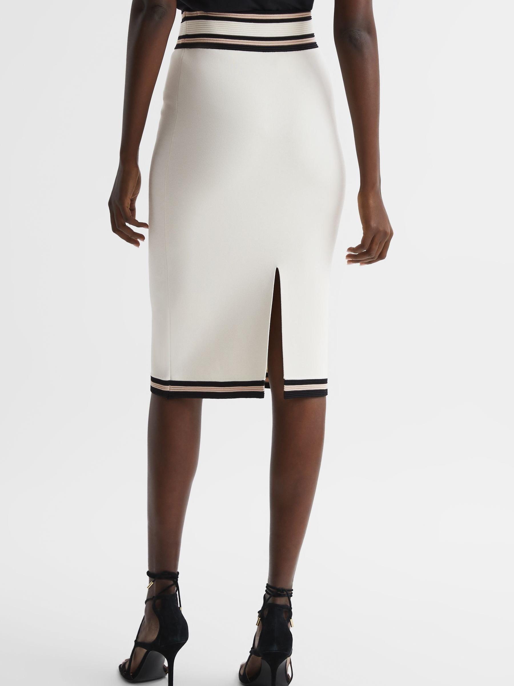 Knitted Colourblock Skirt in White/Pink - Image 5 of 6