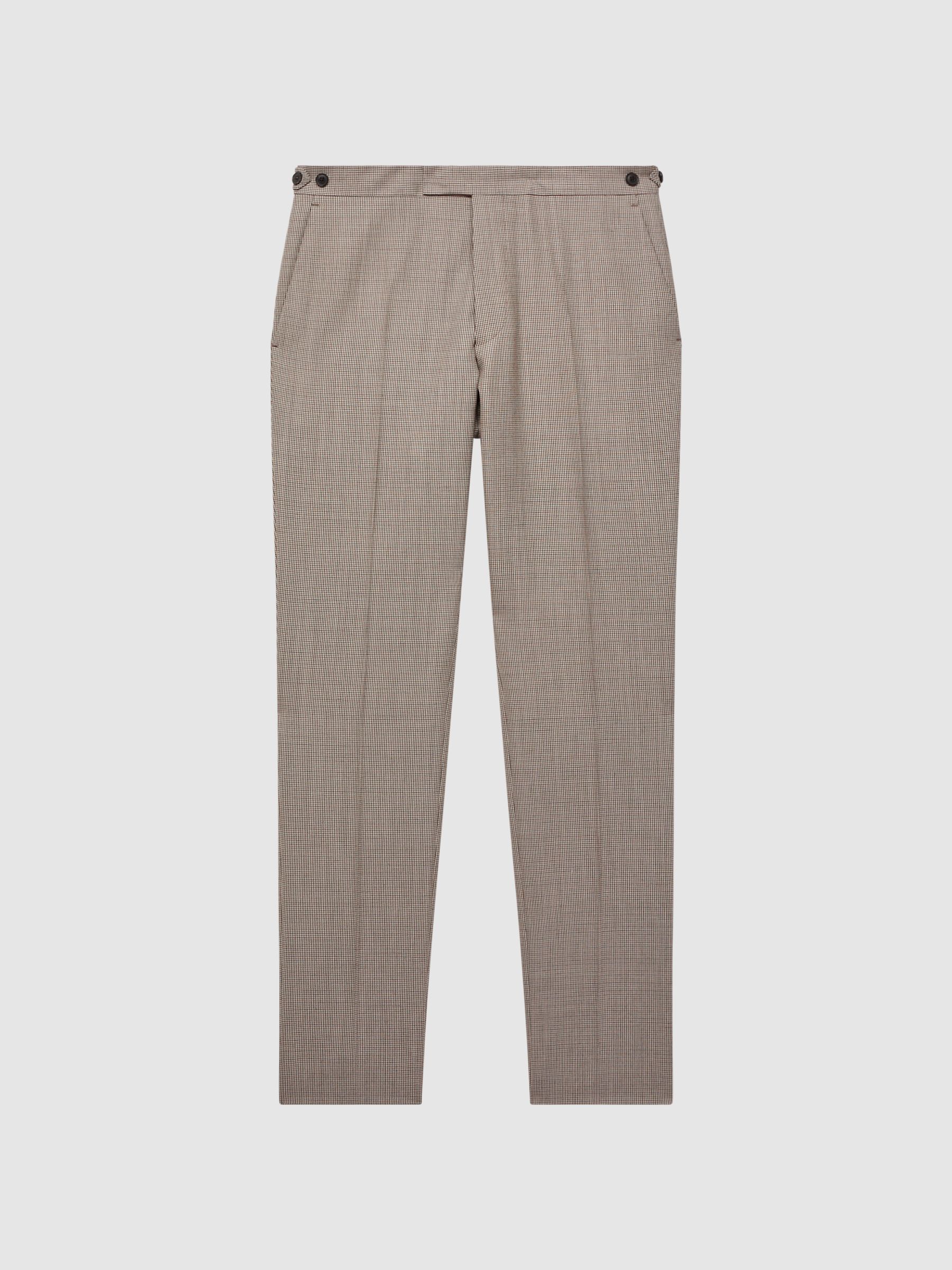 Slim Fit Wool Puppytooth Trousers in Brown - Image 2 of 5