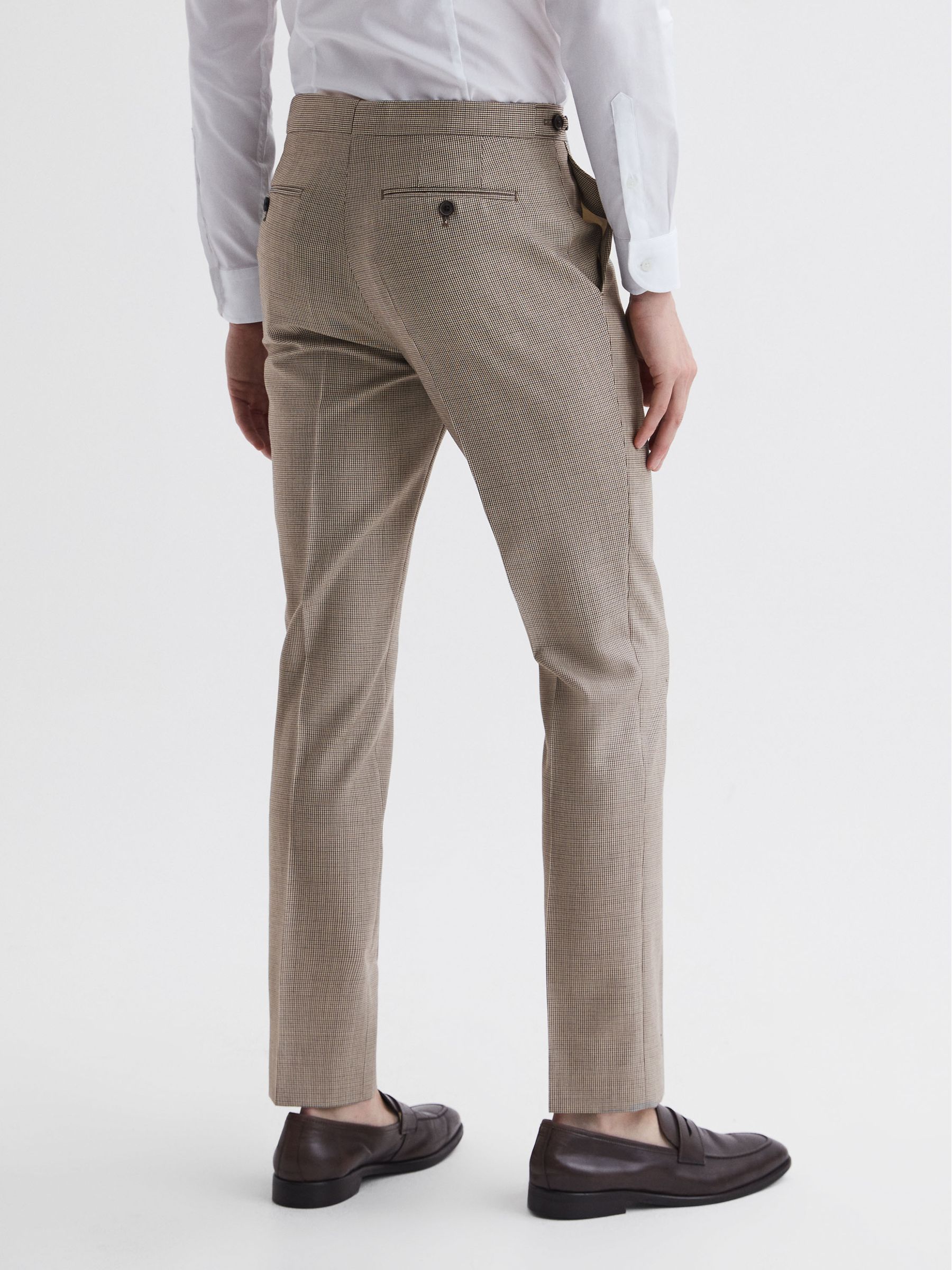 Slim Fit Wool Puppytooth Trousers in Brown - Image 5 of 5