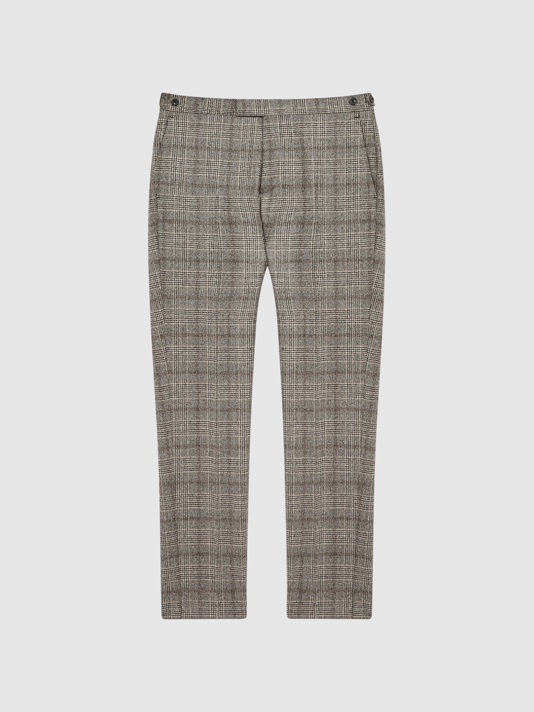 Slim Fit Prince Of Wales Check Trousers in Brown - Image 2 of 6