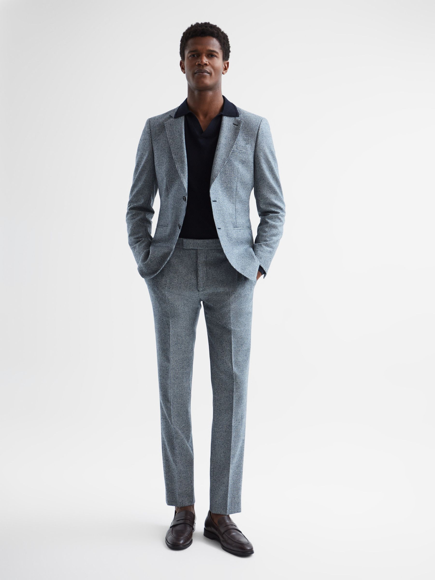 Slim Fit Wool Trousers in Blue - Image 3 of 5