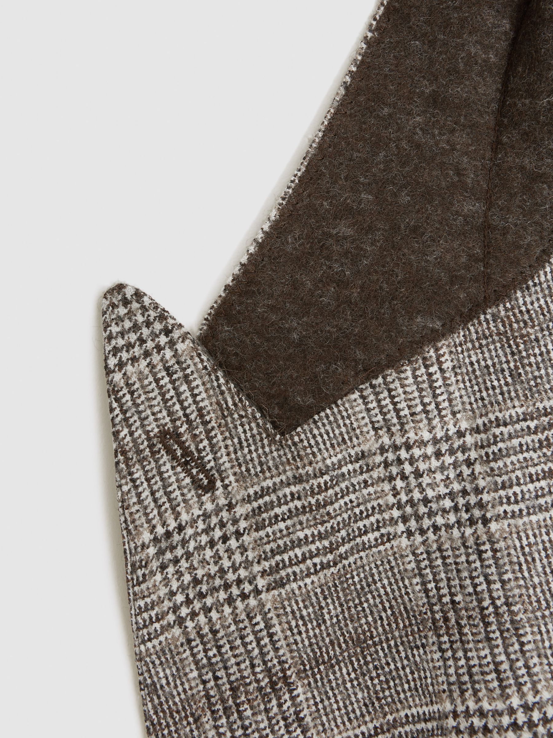 Slim Fit Double Breasted Prince Of Wales Check Blazer in Brown - Image 9 of 9