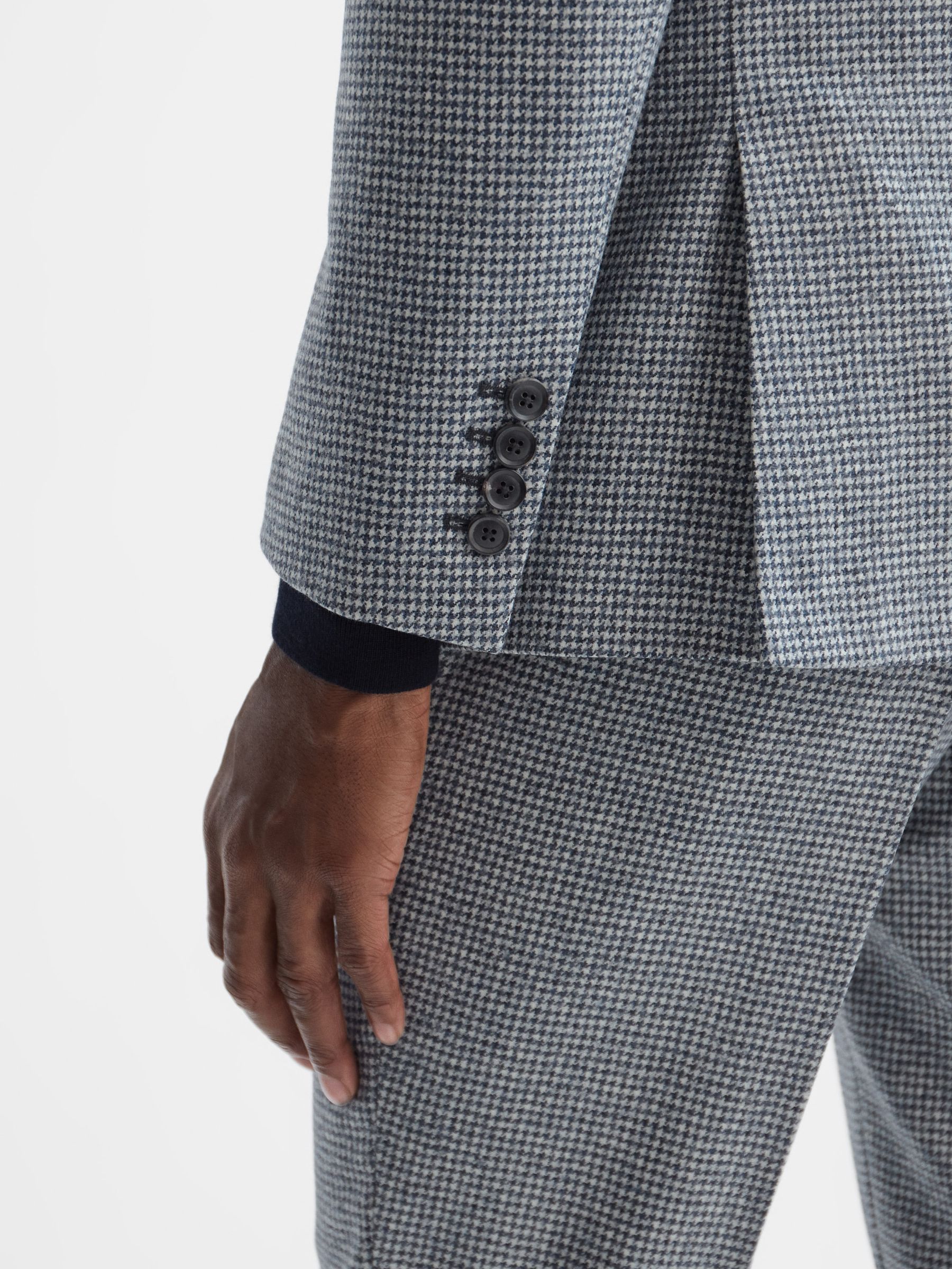 Single Breasted Wool Slim Fit Blazer in Blue - Image 7 of 7