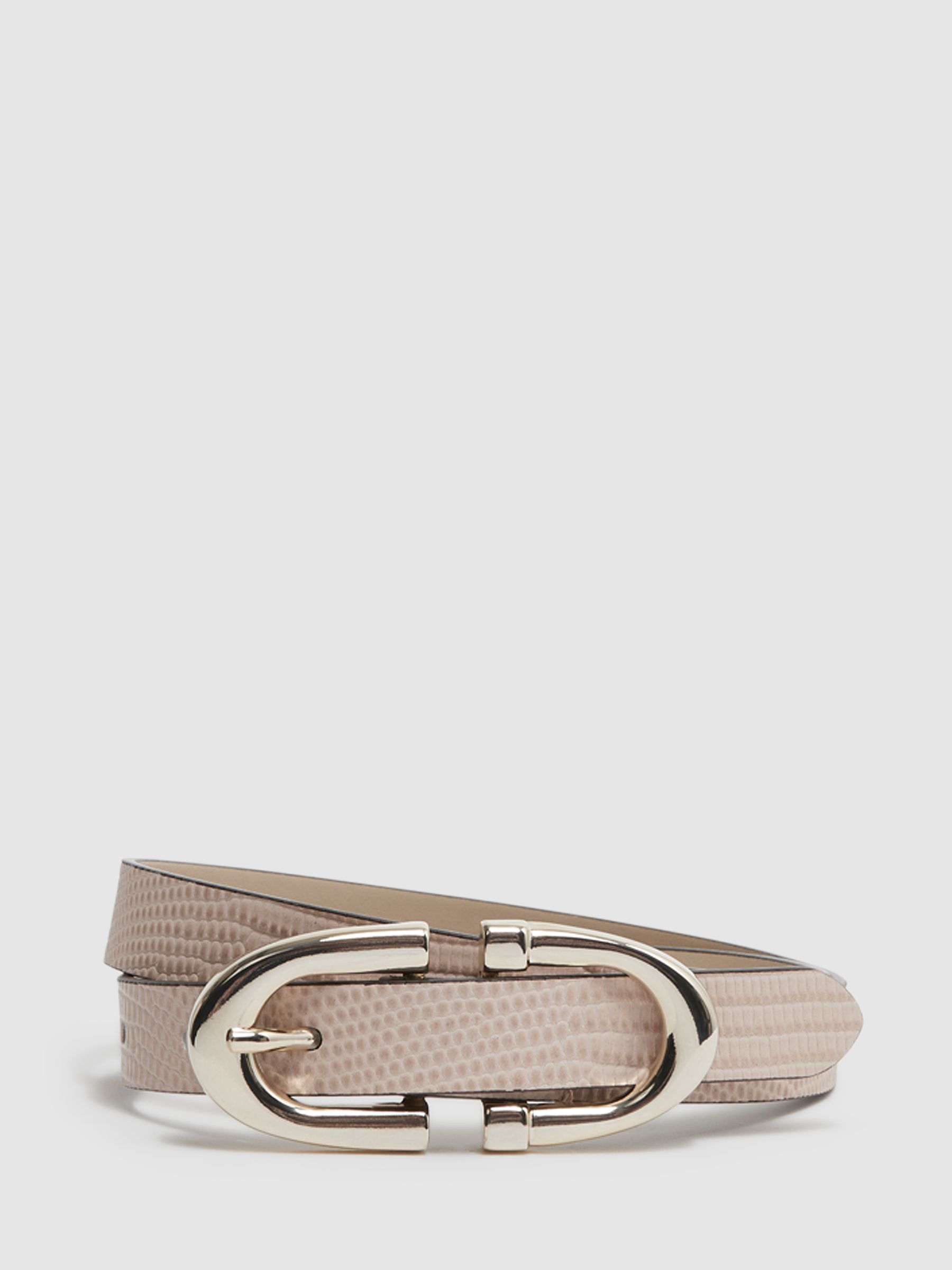 Horseshoe Buckle Leather Belt in Blush - Image 1 of 3