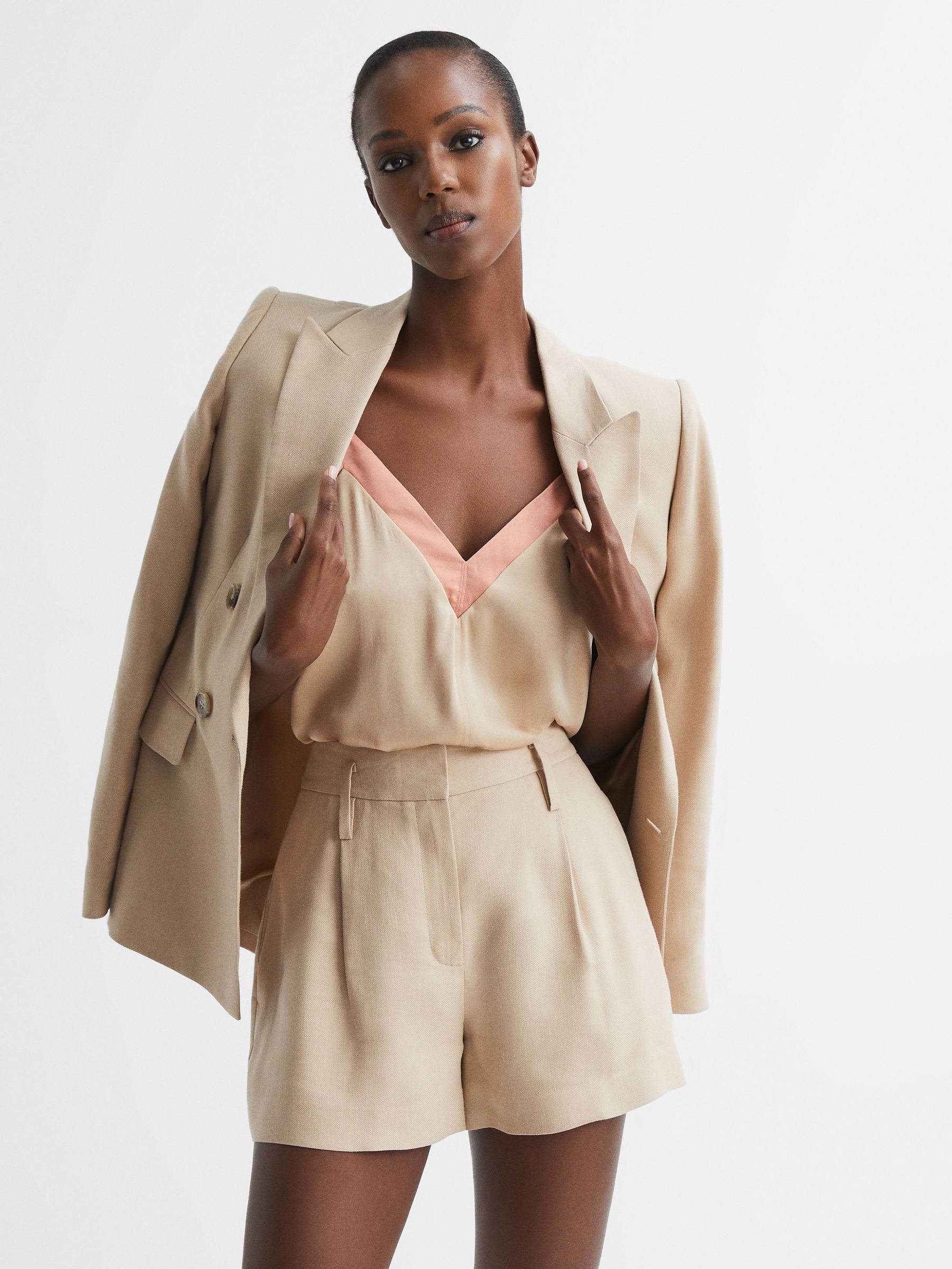 Silk Blend Colourblock Vest in Pink/Nude - Image 10 of 10