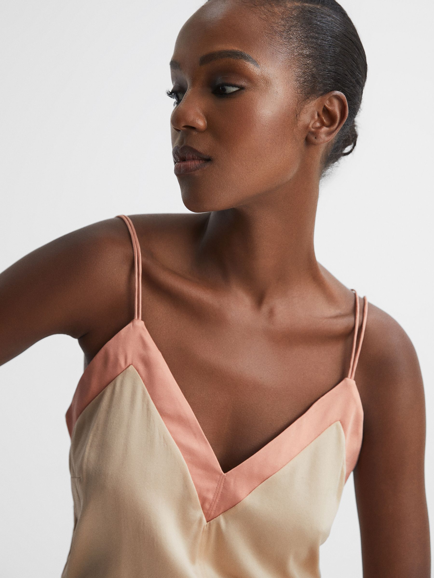 Silk Blend Colourblock Vest in Pink/Nude - Image 4 of 10