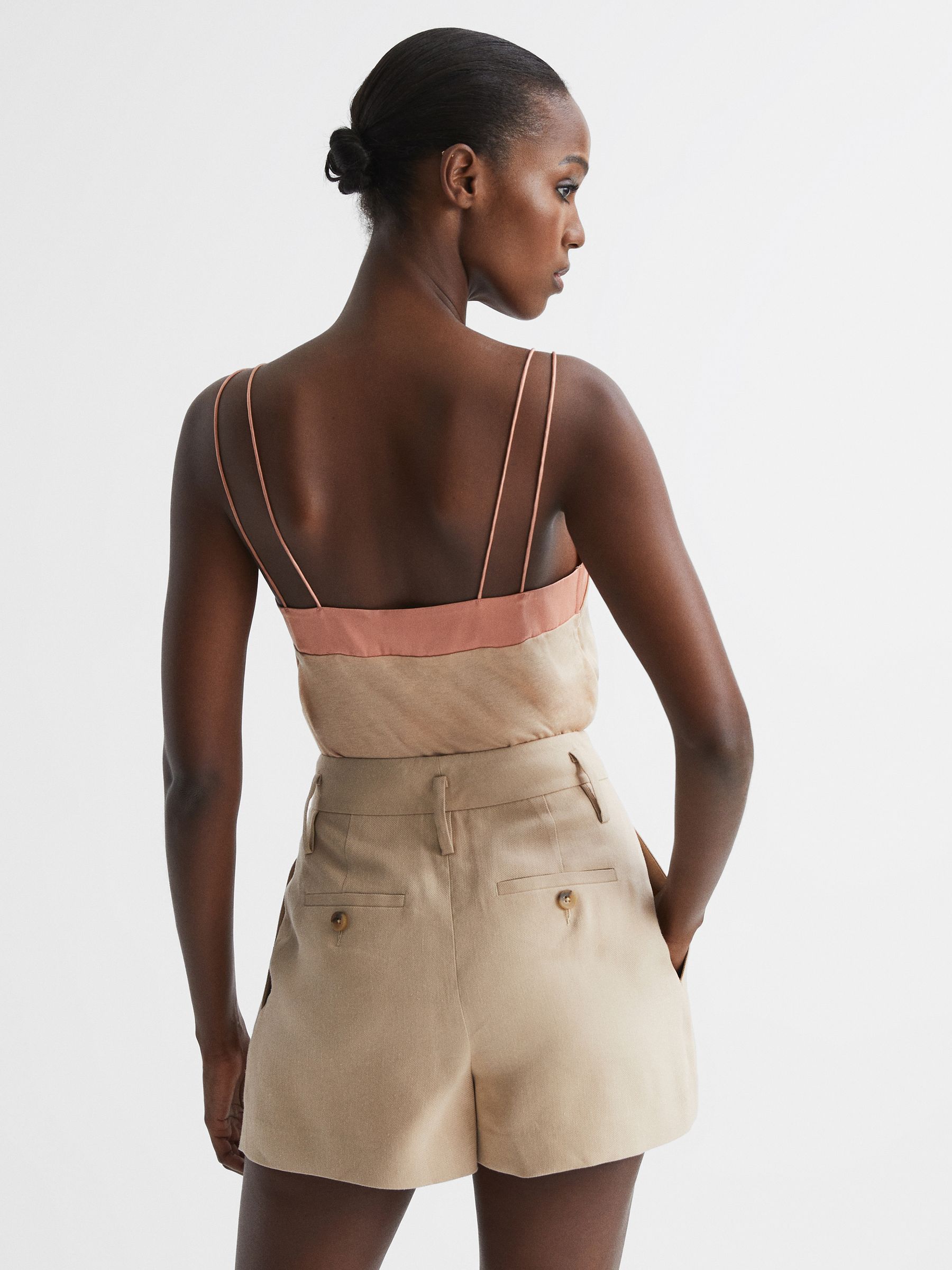 Silk Blend Colourblock Vest in Pink/Nude - Image 5 of 10