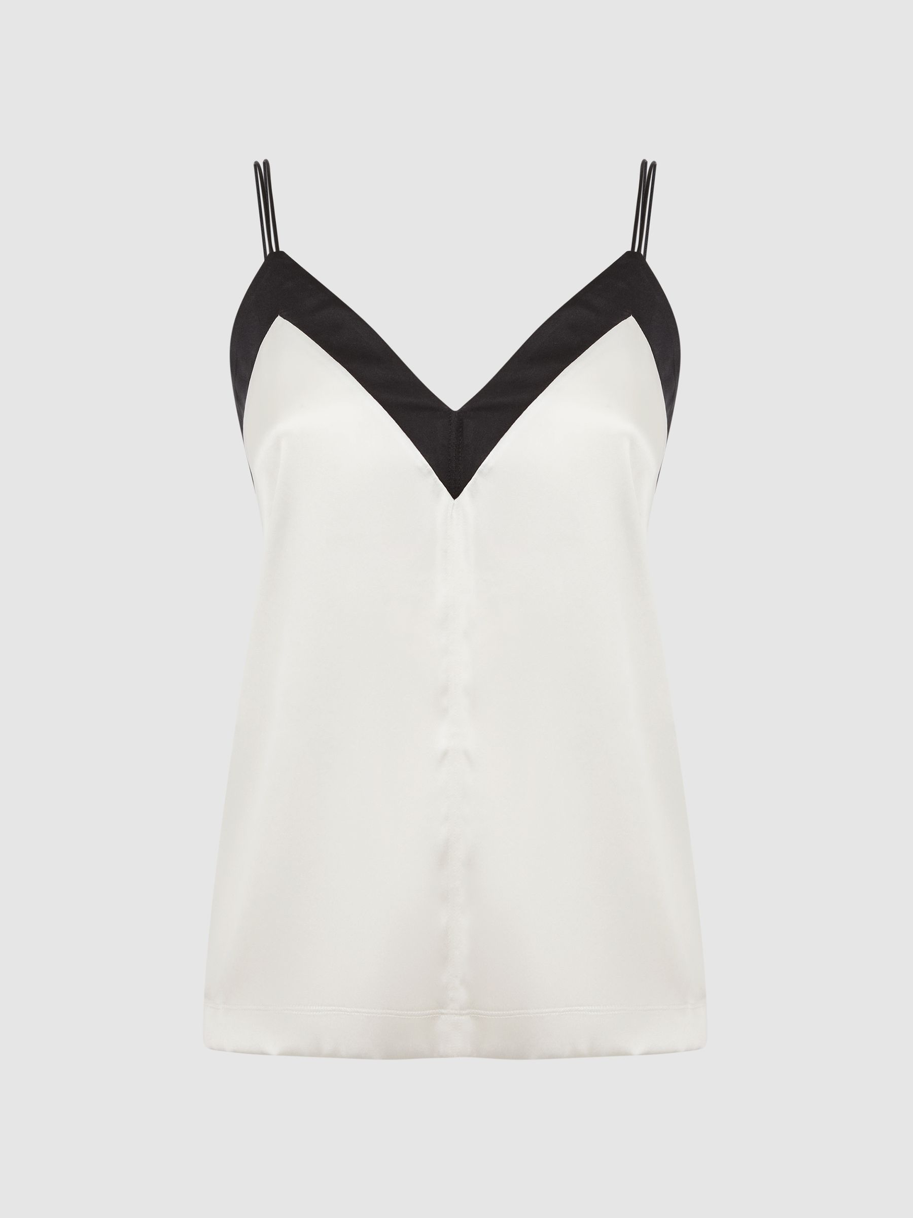 Silk Blend Colourblock Vest in Ivory/Black - Image 2 of 7