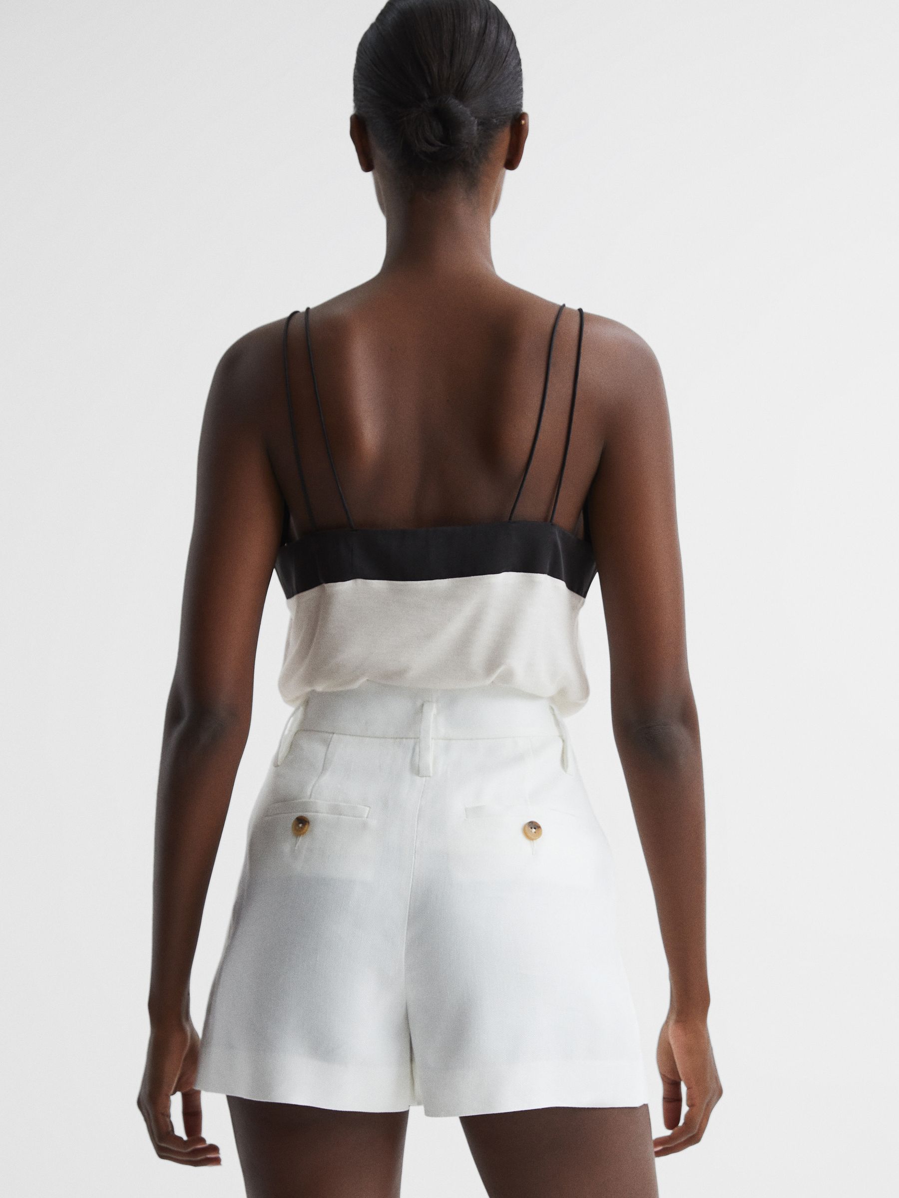 Silk Blend Colourblock Vest in Ivory/Black - Image 5 of 7