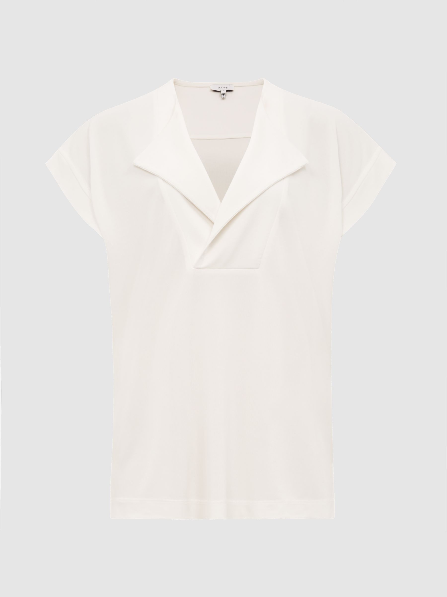 V-Neck Short Sleeve Top in Cream - Image 2 of 6 V-Neck Short Sleeve Top in Cream - Image 2 of 6