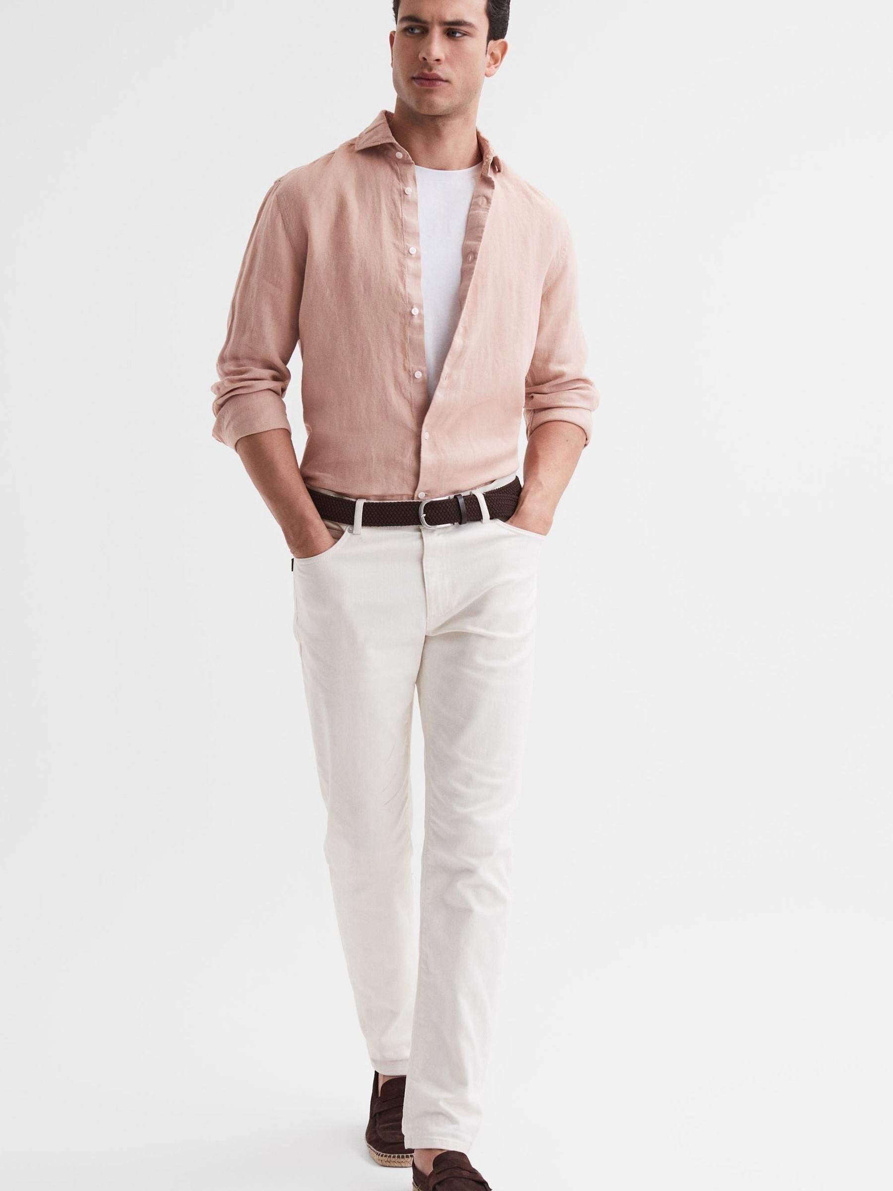 Linen Long Sleeve Shirt in Dust Pink - Image 1 of 6