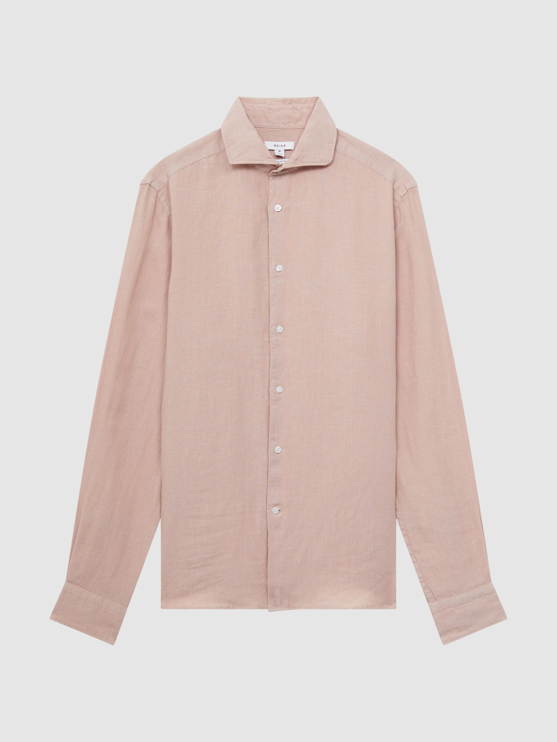 Linen Long Sleeve Shirt in Dust Pink - Image 12 of 13