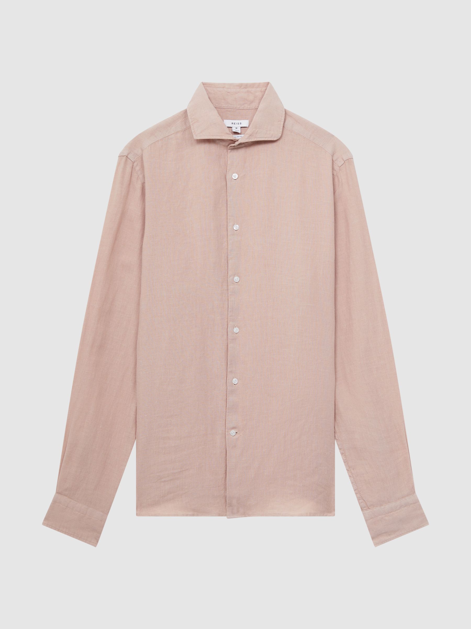 Linen Long Sleeve Shirt in Dust Pink - Image 13 of 13